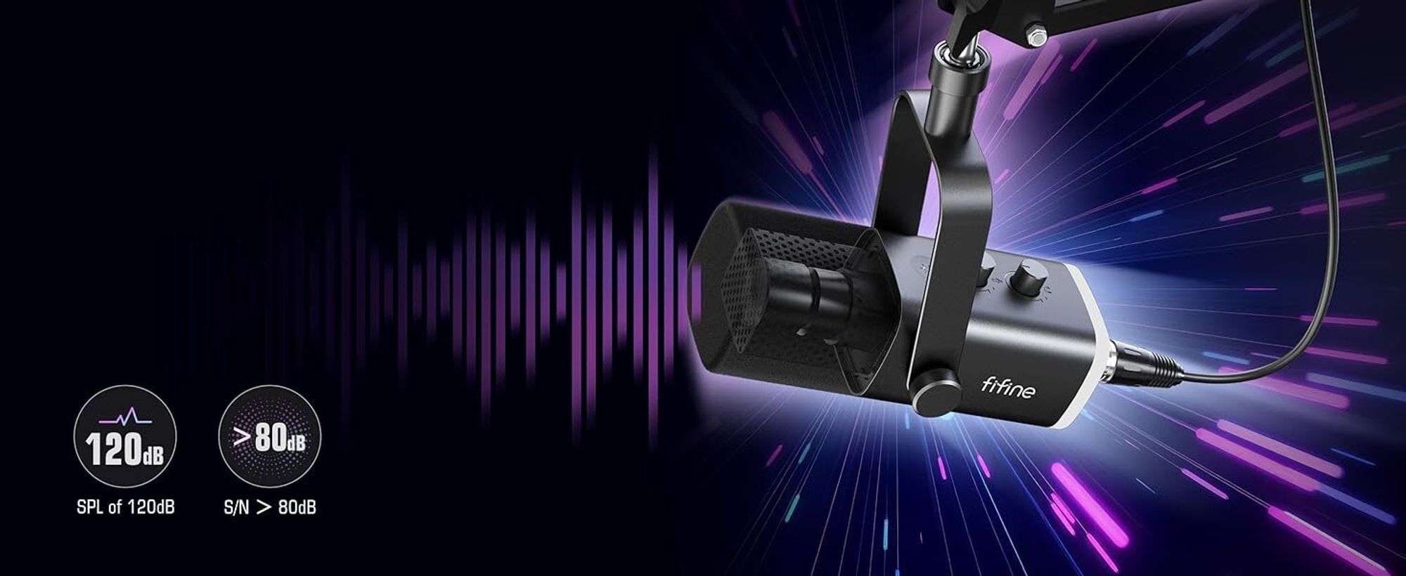 FIFINE XLR Streaming Mikrofon mit Arm USB Dynamisch Microphone Gaming PC Podcast