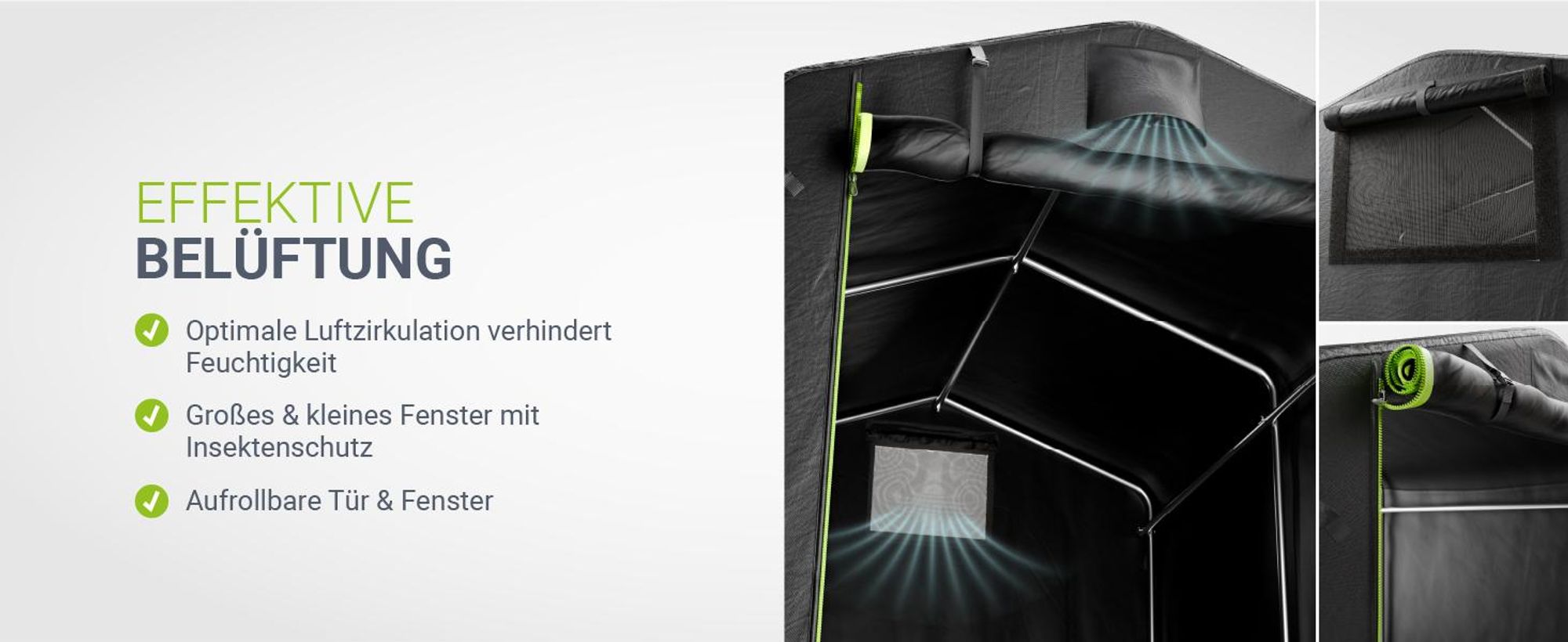 Juskys® Gerätezelt M, 220x160x175 cm in Anthrazit, mit Metallrahmen, Fenstern und Tür