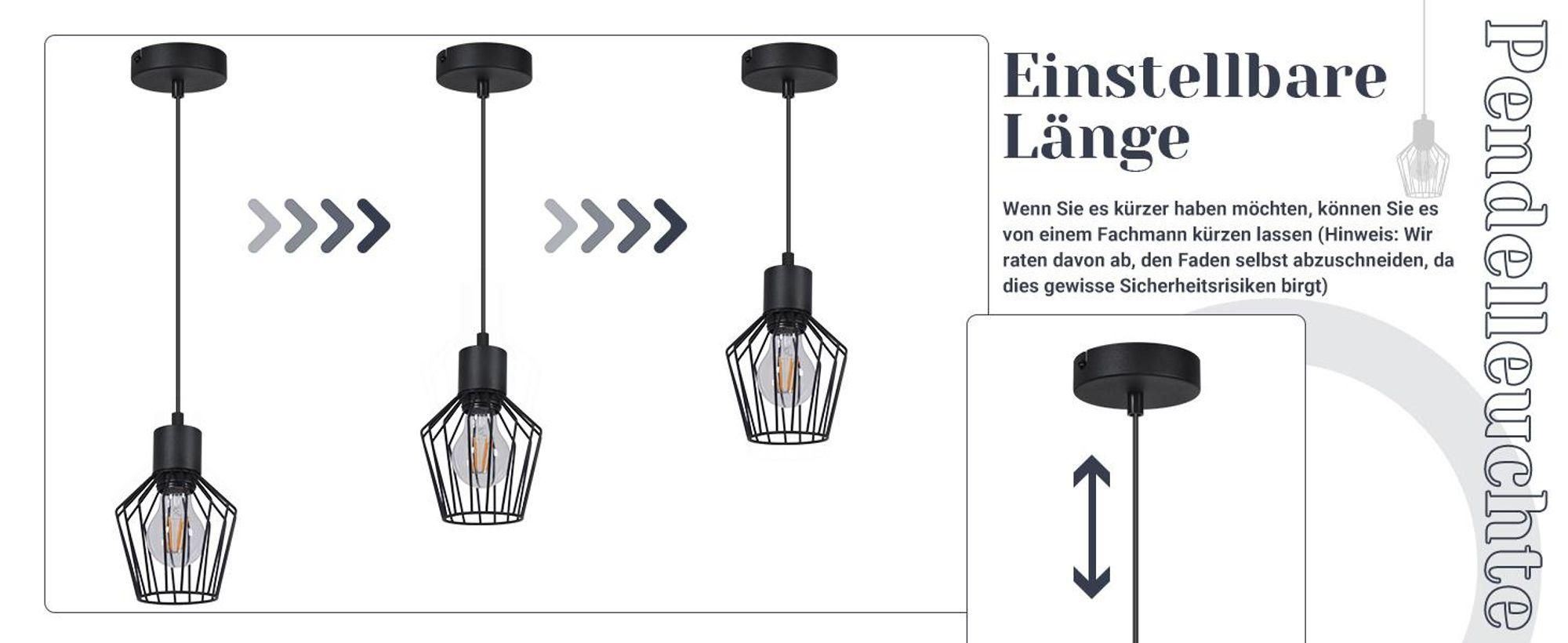 ZMH luce a sospensione nero 1 fiamma tavolo da pranzo luce a sospensione - lampada a sospensione E27 paralume in metallo lampada a sospensione industriale soggiorno lampada per cucina camera da letto caffè