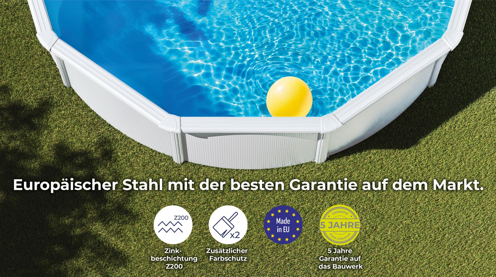 GRE Runder Stahlwandpool in Weiß KITPR558 – Ø 550 x 132 cm, Komplettset + GRATIS Elektrischer Poolreiniger VCB50