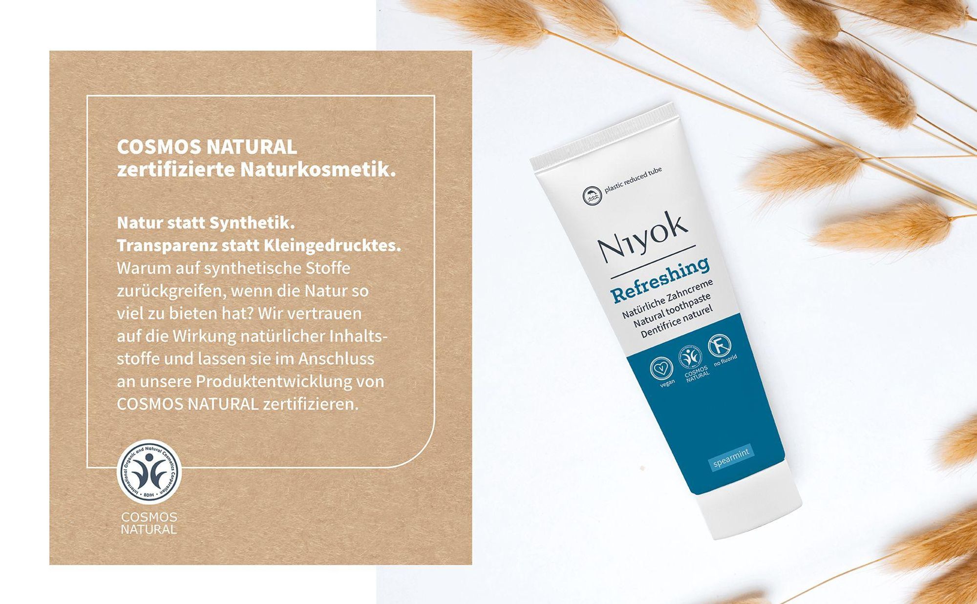 Niyok Whitening Zahnpasta "Mint"(75ml) Remineralisierende Zahnpasta für weiße Zähne, Natürliche Pflege & Frische, Plastikreduzierte Tube, Ohne Fluorid