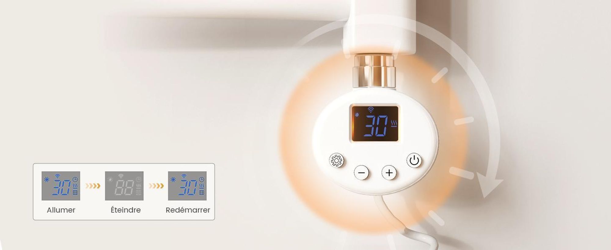 EMKE Radiateur électrique de salle de bain 140 x 50 cm 600 W blanc Radiateur sèche-serviettes courbéWi-Fi Thermostat intelligent Sèche-serviettes