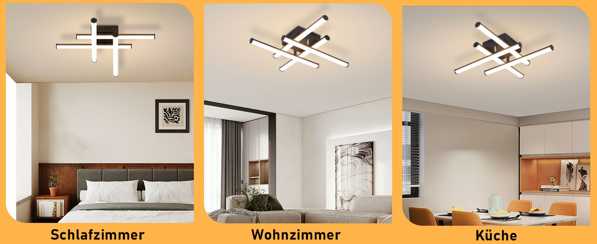 ZMH Deckenleuchten Moderne küchenlampe Schwarz 24W Schlafzimmerleuchten Innenarchitektur Wohnzimmerleuchten 3000K Warmweißes Licht Korridor