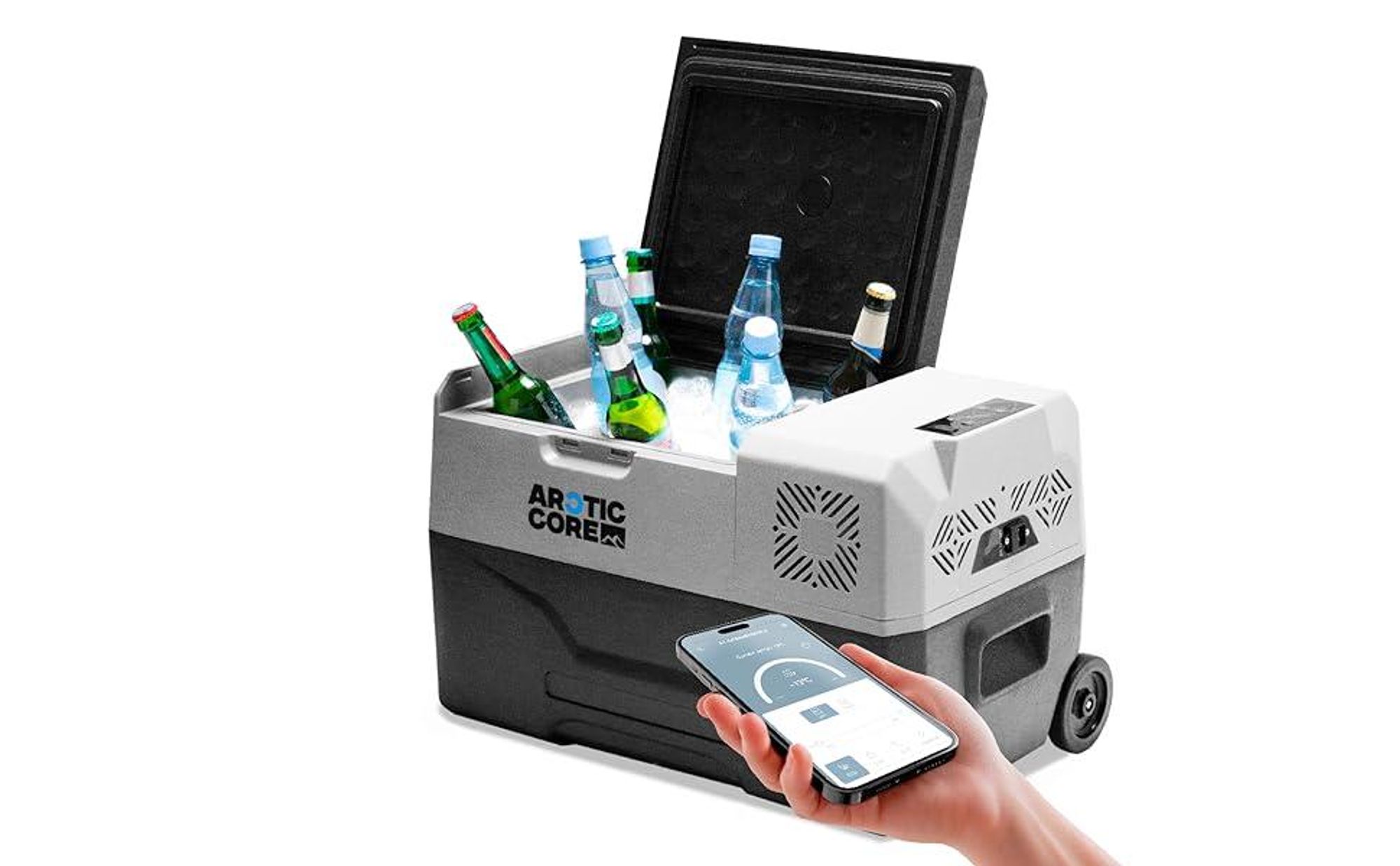 Belko® ArcticCore Kompressor Kühlbox 30L – elektrische Kühl- & Gefrierbox – 12/24V & 100–240V – tragbare Auto Camping Kühltruhe – grau