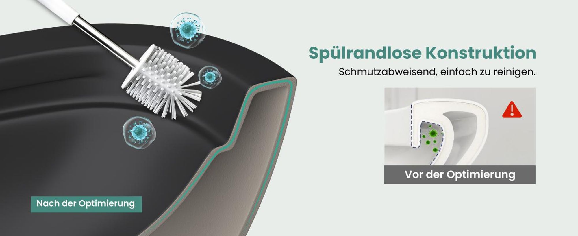 Mai & Mai Hänge WC schwarz matt mit Softclose Sitz | Wand WC aus keramik spülrandloses WC BTH: 36x50x36cm Aachen179
