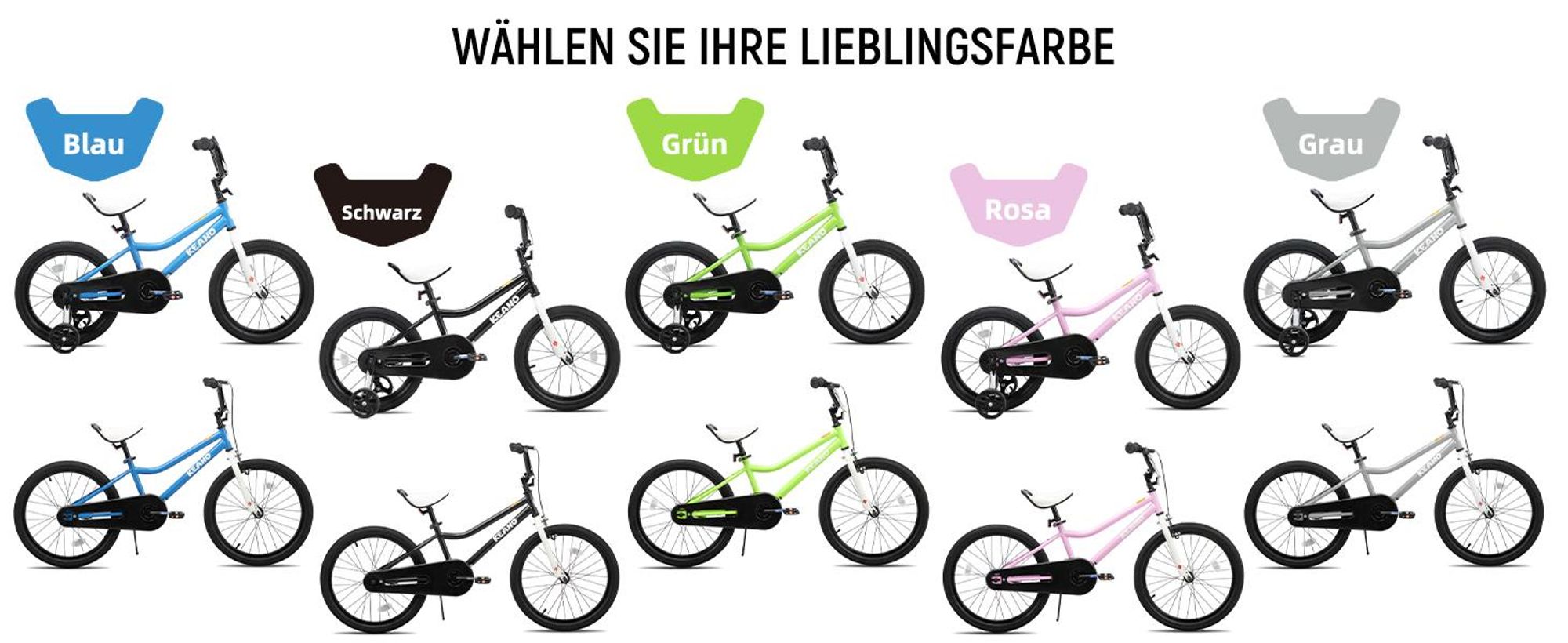 KEANO Kinderfahrrad mit abnehmbaren Stützrädern für kleine Fahranfänger