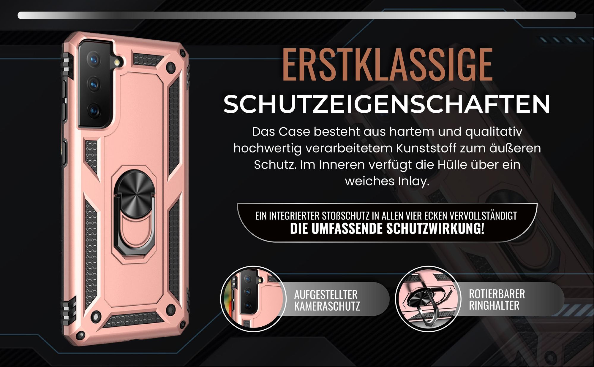 Handycase in Rosegold für Samsung Galaxy S21 FE mit Kameraschutz