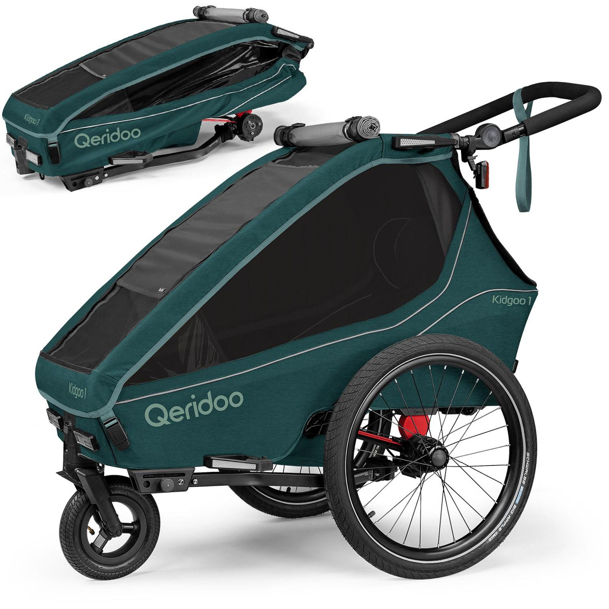 Qeridoo Kidgoo 1 - Kinderfahrradanhänger für 1 Kind, Farbe: Pacific Blue