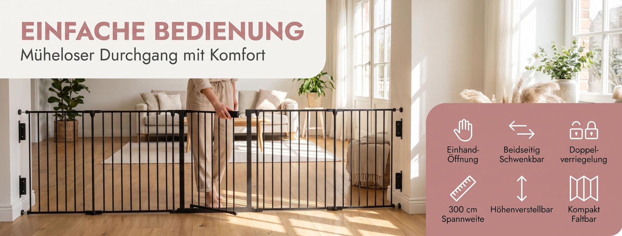 ROSEJANE Kaminschutzgitter mit Tür 300 cm Metall Ofenschutzgitter Faltbar Schutzgitter für Kinder und Haustiere, Schwarz