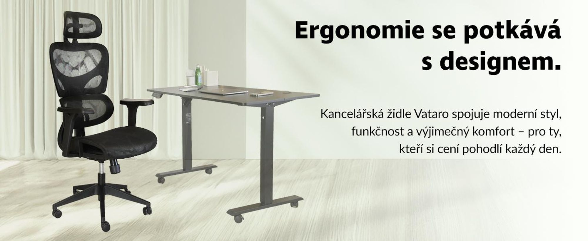 kancelářská židle di volio Vataro - ergonomická kancelářská židle s 2D opěrkou hlavy a 4D područkami, prodyšný sedák, tichá polyuretanová kolečka