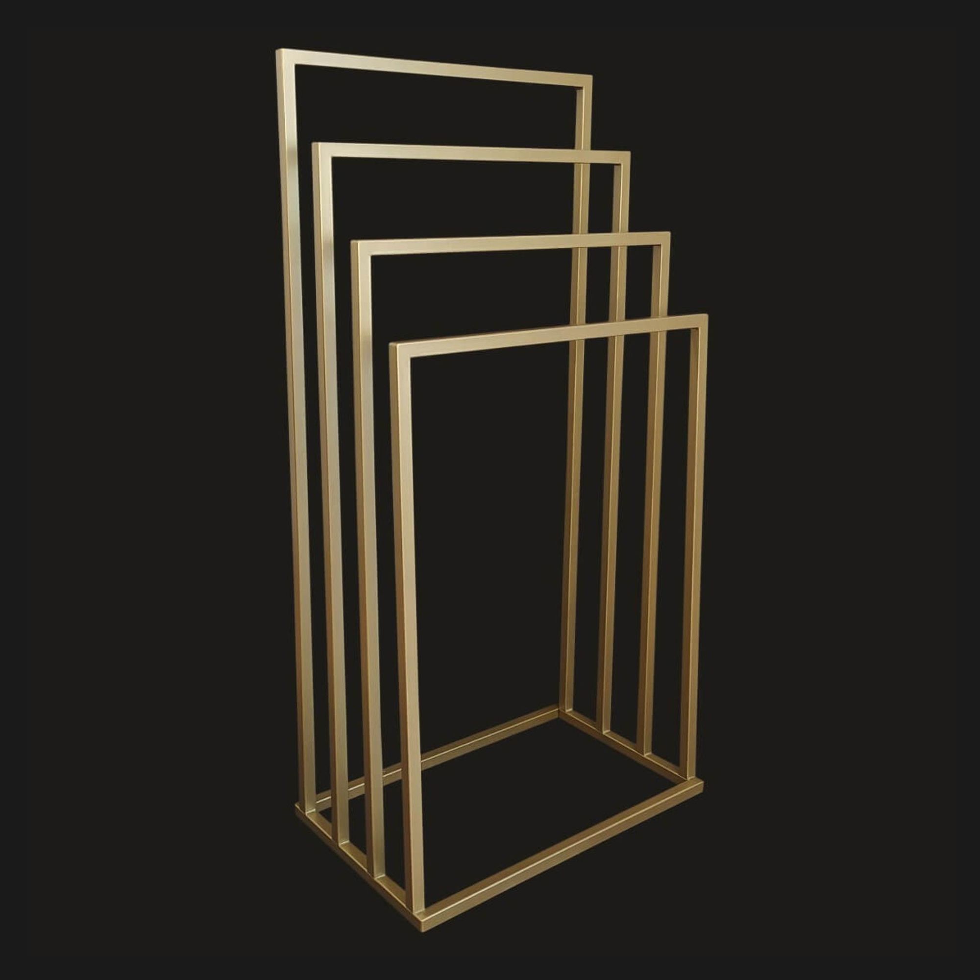HMP Handtuchständer freistehend 4 Stangen Exklusiv – Handtuchhalter aus einem Stück, 100% Metall gold Glanz, Glamour Badezimmer