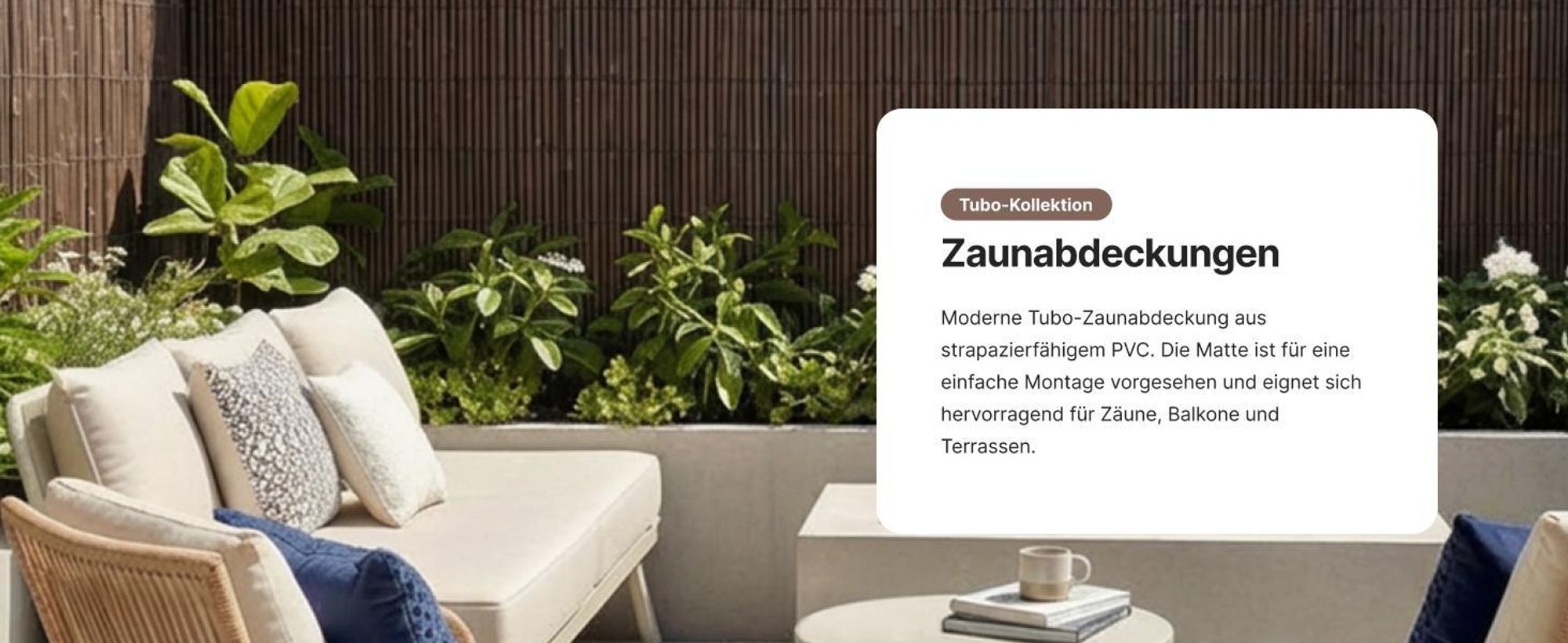 Sichtschutz Balkon, Terrasse, Garten, PVC, Mazovia 100x300 cm Braun, Sturmfest, Ohne Bohren Sichtschutzmatte wie Bambus, Wetterfest und UV-beständig