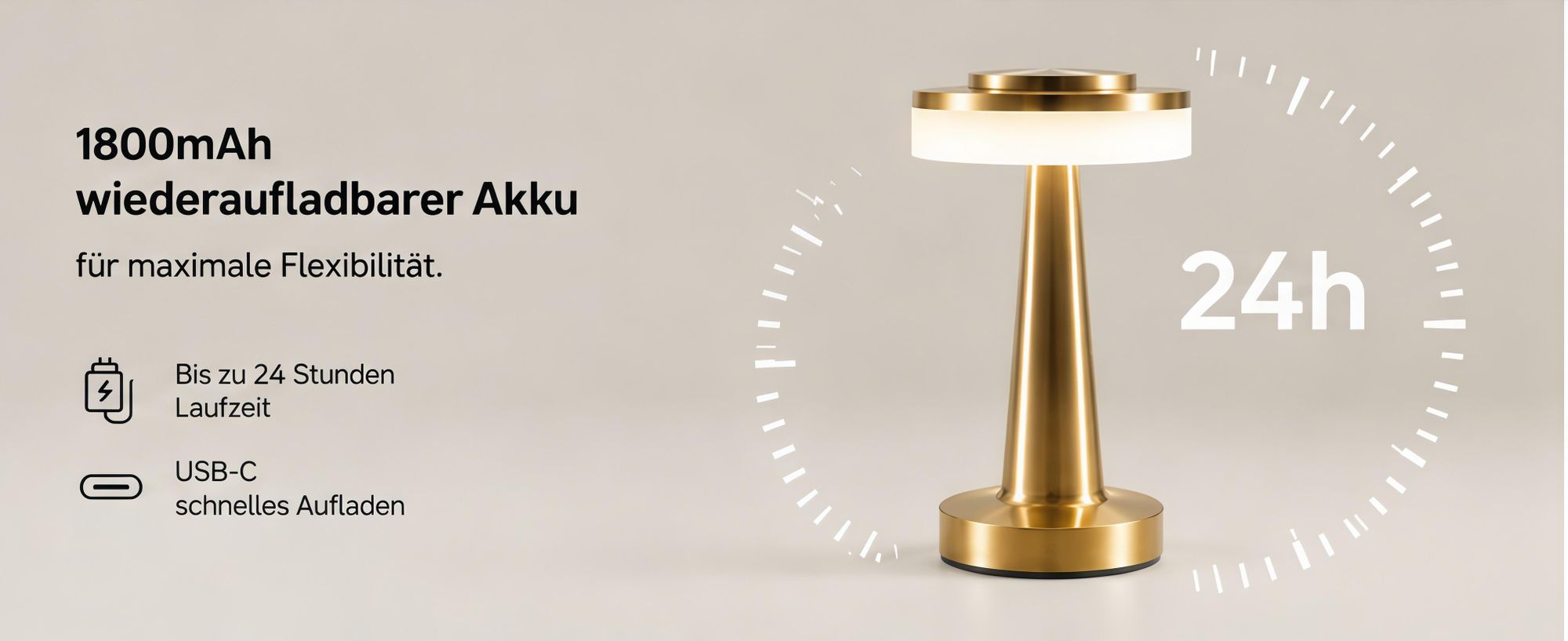 2X LED Schreibtischlampe,Touch Steuerung Augenschutz Leselampe,Kabellos Dimmbar Tischleuchte,dreifarbige Lampe,Nachttischlampe,Nachtlicht,Metall,Gold
