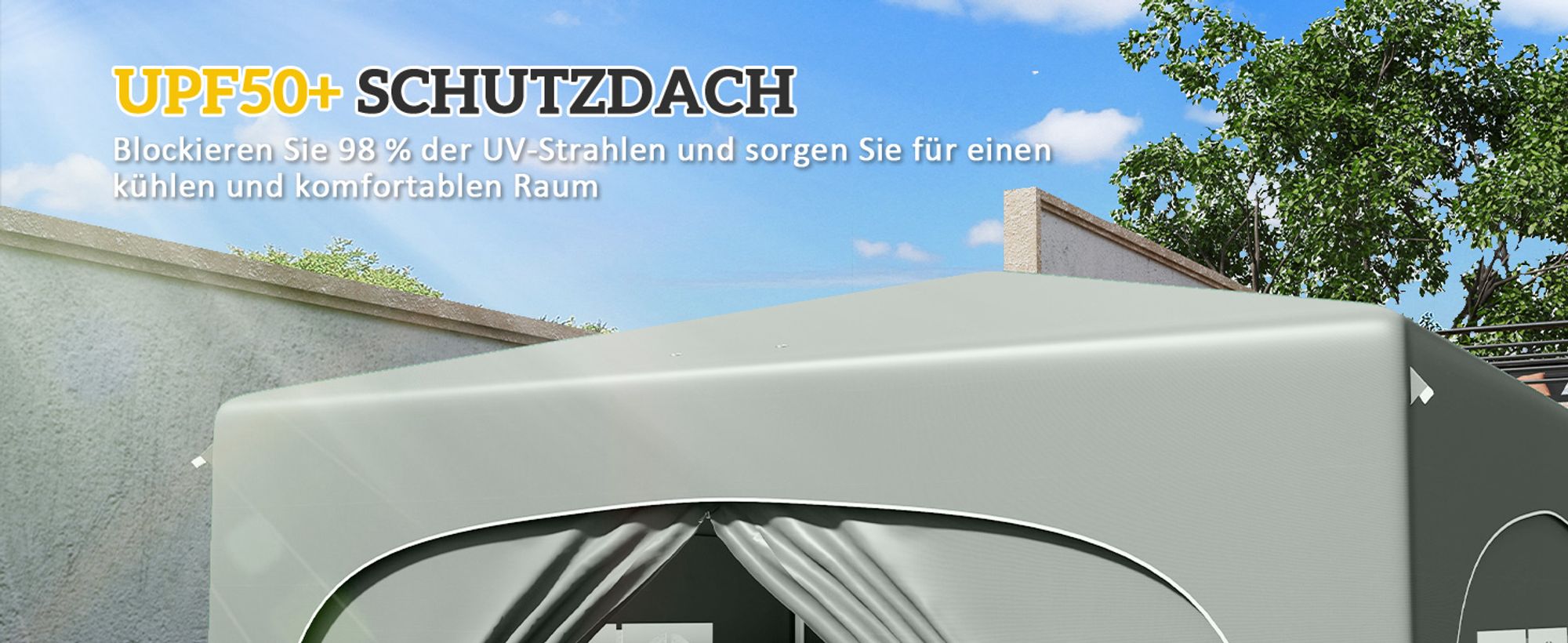 Outsunny Pavillon 3x3m wasserabweisend Stabil Winterfest Pop-up Faltpavillon