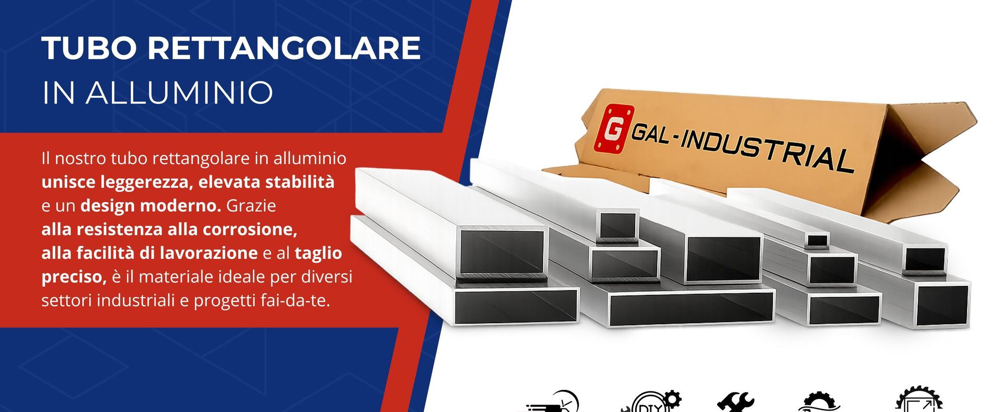 Profilo in alluminio 40x20x2 mm 200 cm Tubo rettangolare in alluminio + taglio su misura
