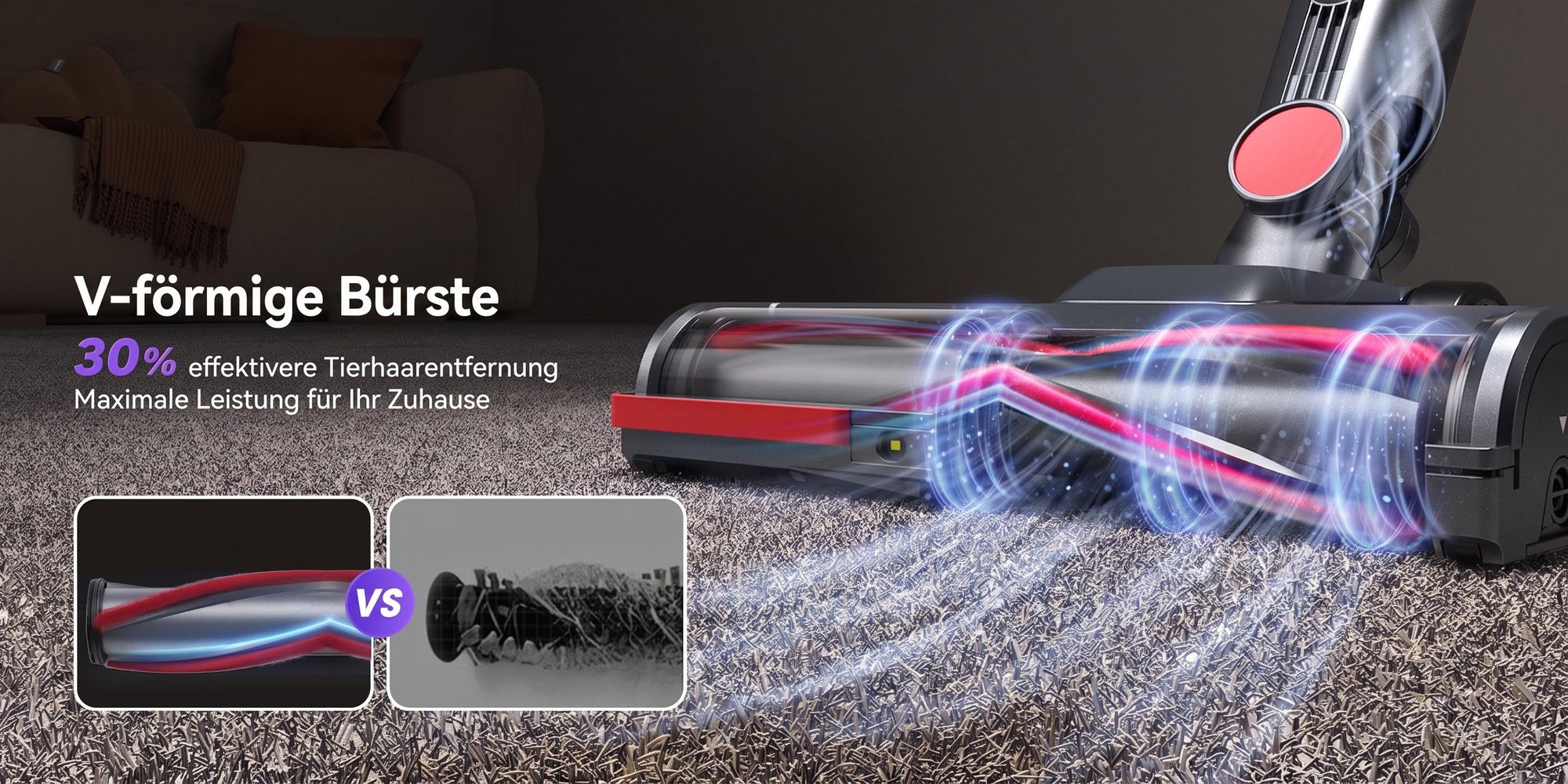 Lubluelu X1000 Akku Staubsauger 27000Pa Kabellos 60Min Laufzeit Automatische Staubaufnahme 6-Fach Filtersystem Anti-Haar-Verwicklung für Hartboden