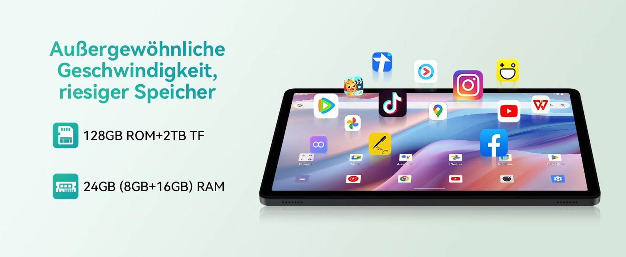 KINGRID T90 Tablet 11 Zoll, Android 16,24GB(8+16)RAM+128GB ROM(2TB TF), 5G WiFi, Stift/Maus/Tastatur, 8000mAh, 16MP+8MP, Widevine L1, Gemini AI Tablet
