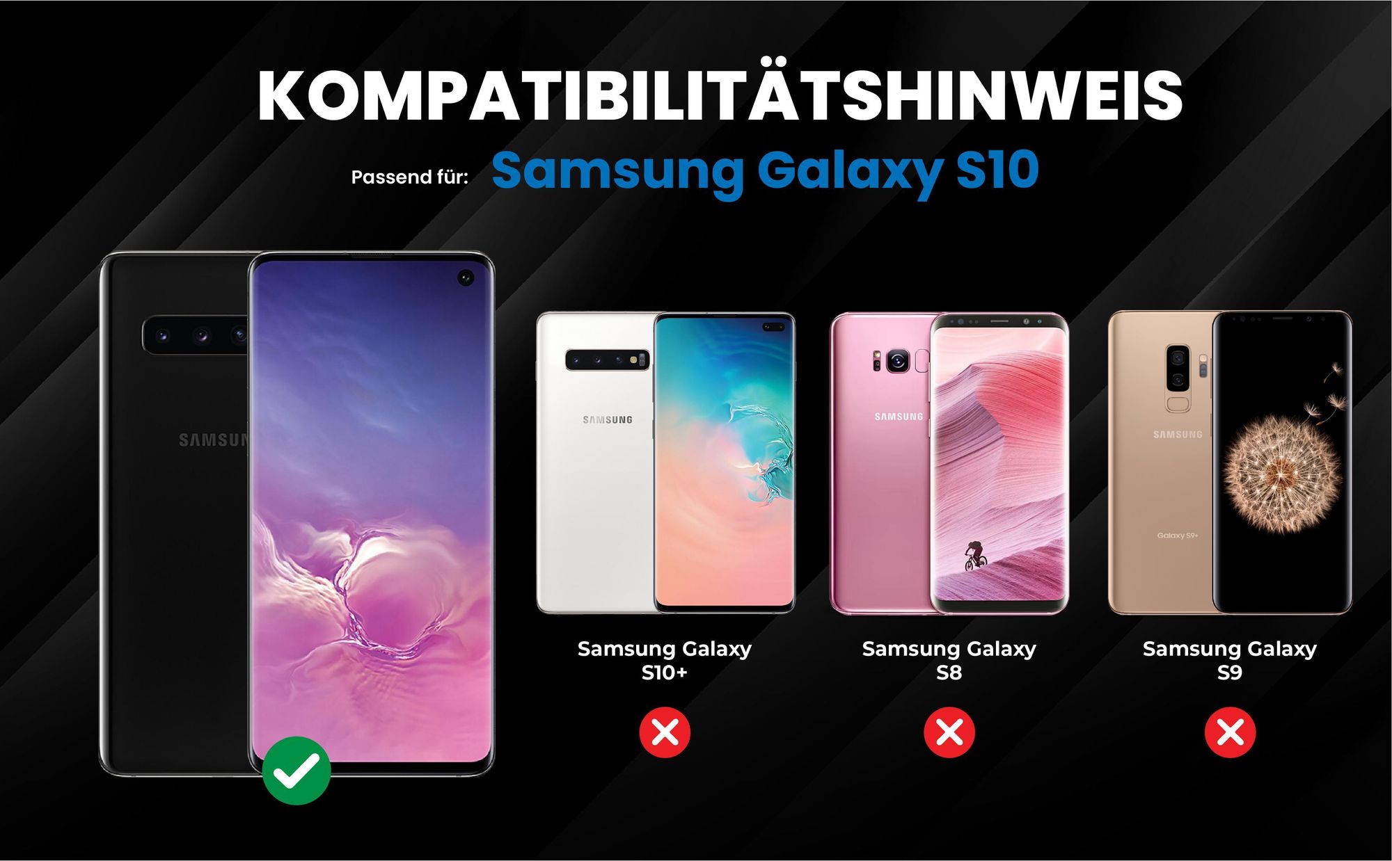 Kompatibilitätshinweise Hülle für Samsung Galaxy S10
