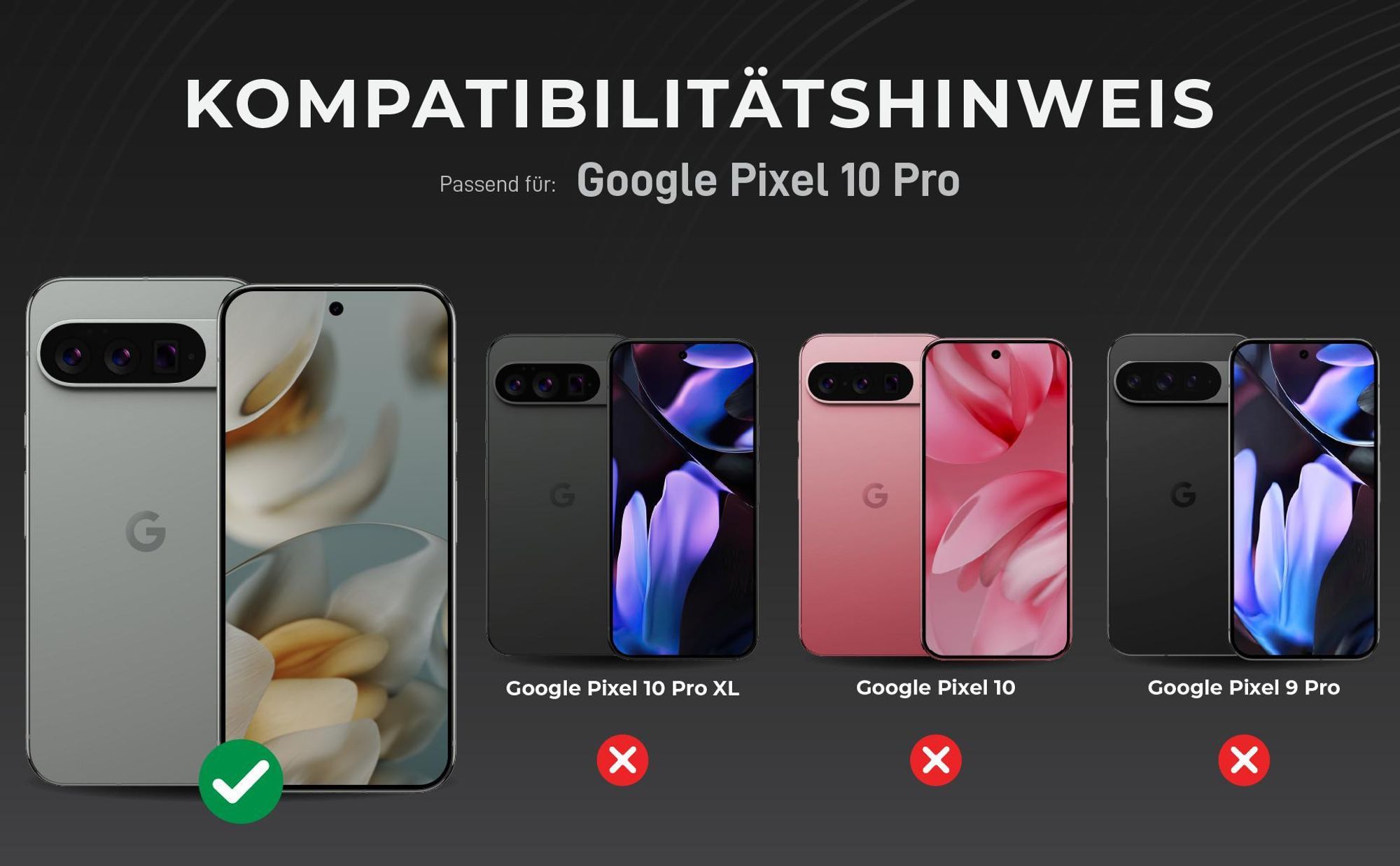 Kompatibilitätshinweise Kameraglas für Google Pixel 10 Pro