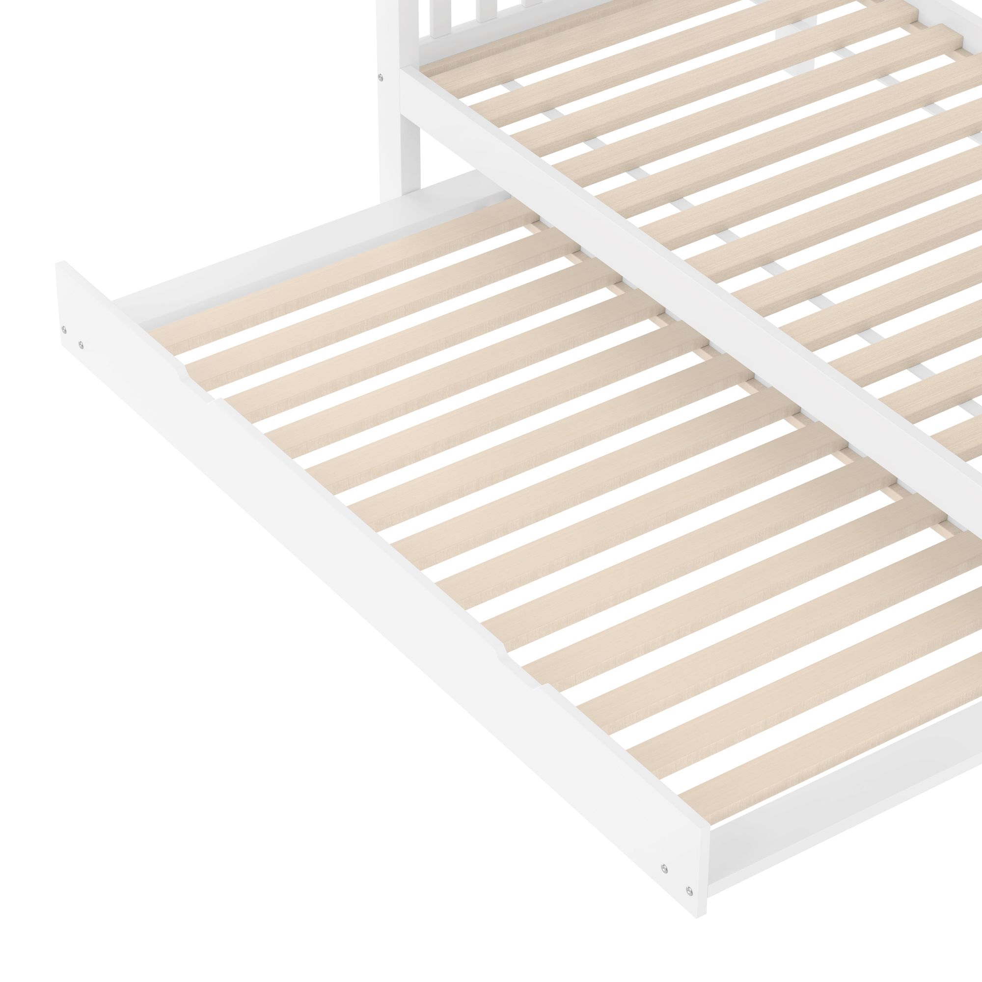 Merax Etagenbett Stockbett 90x200cm, mit Ausziehbett 90x190cm, Geländer, Lagerleiter, Kinderbett, Jugendbett, Massivholzbett, Weiß