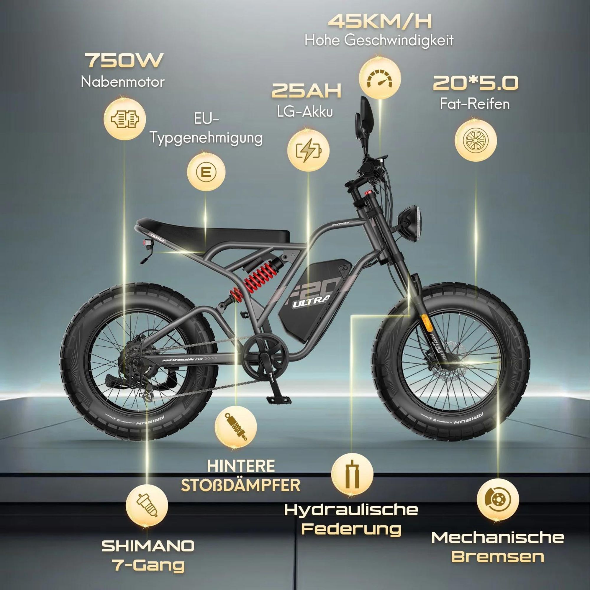 FAFREES F20 Ultra E-Bike (EU Type-Approval L1e-B) - Akku 48V25AH 20-Zoll-Rädern Mechanische Bremsen - Grün