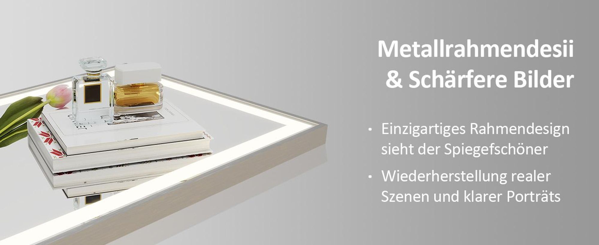 Puluomis Badspiegel 50x70 beschlagfrei mit 3 Farbe Beleuchtung, dimmbare Helligkeit, Badezimmerspiegel mit Digitaluhr, Temperatur silbern