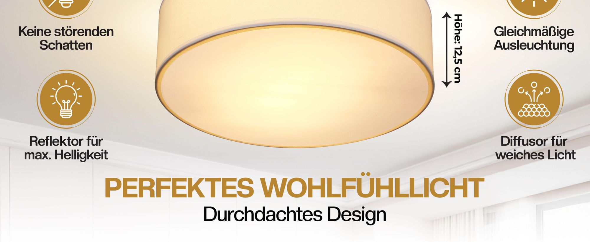 MONZANA Deckenlampe Stoff Wohnzimmer