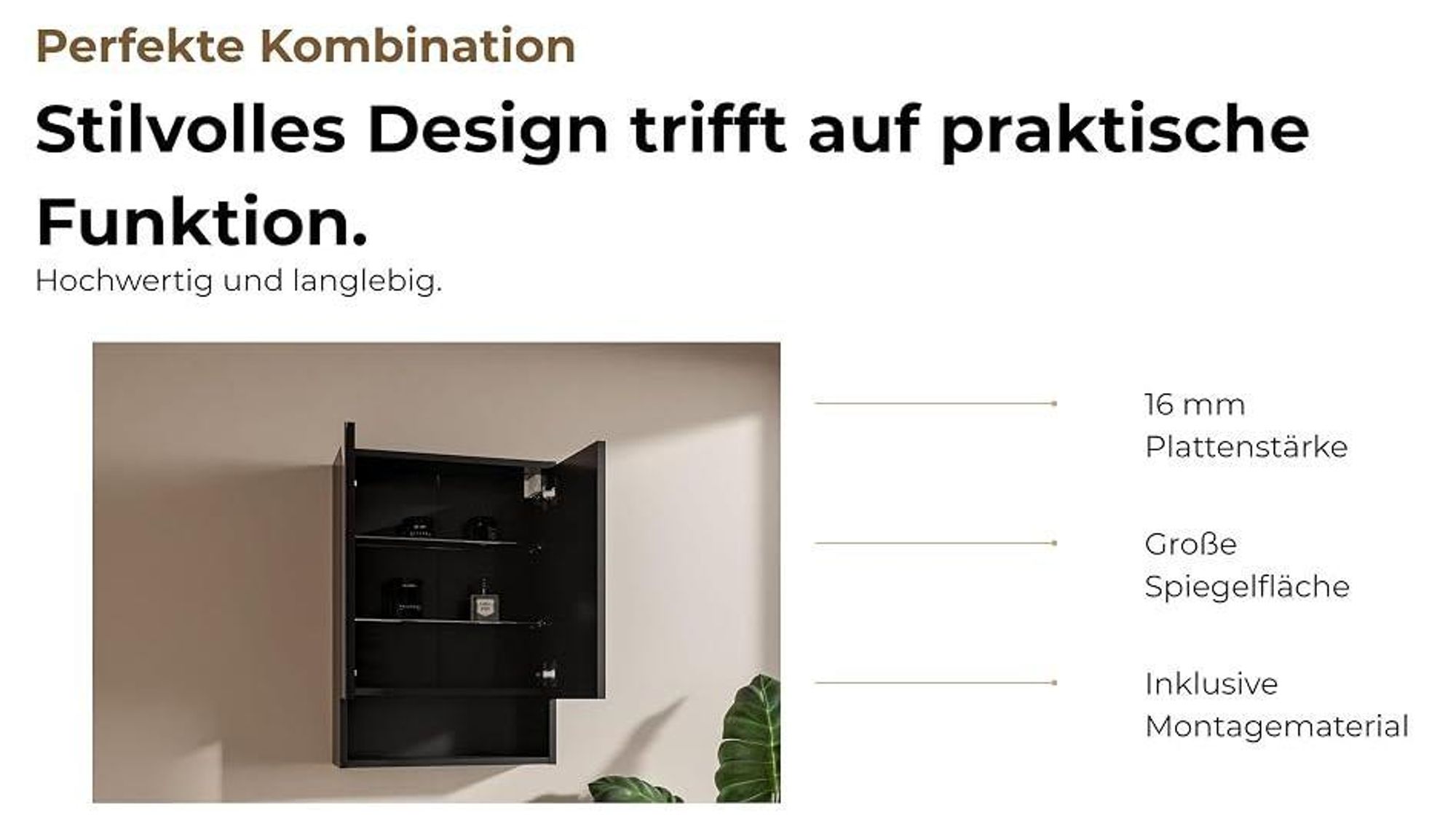 50x70 cm Spiegelschrank Bad Weiß mit Glaseinlegeböden Badezimmermöbel Bathroom Cabinet Hängeschrank Bad Grifflose Front Modernes Design Wandmontage