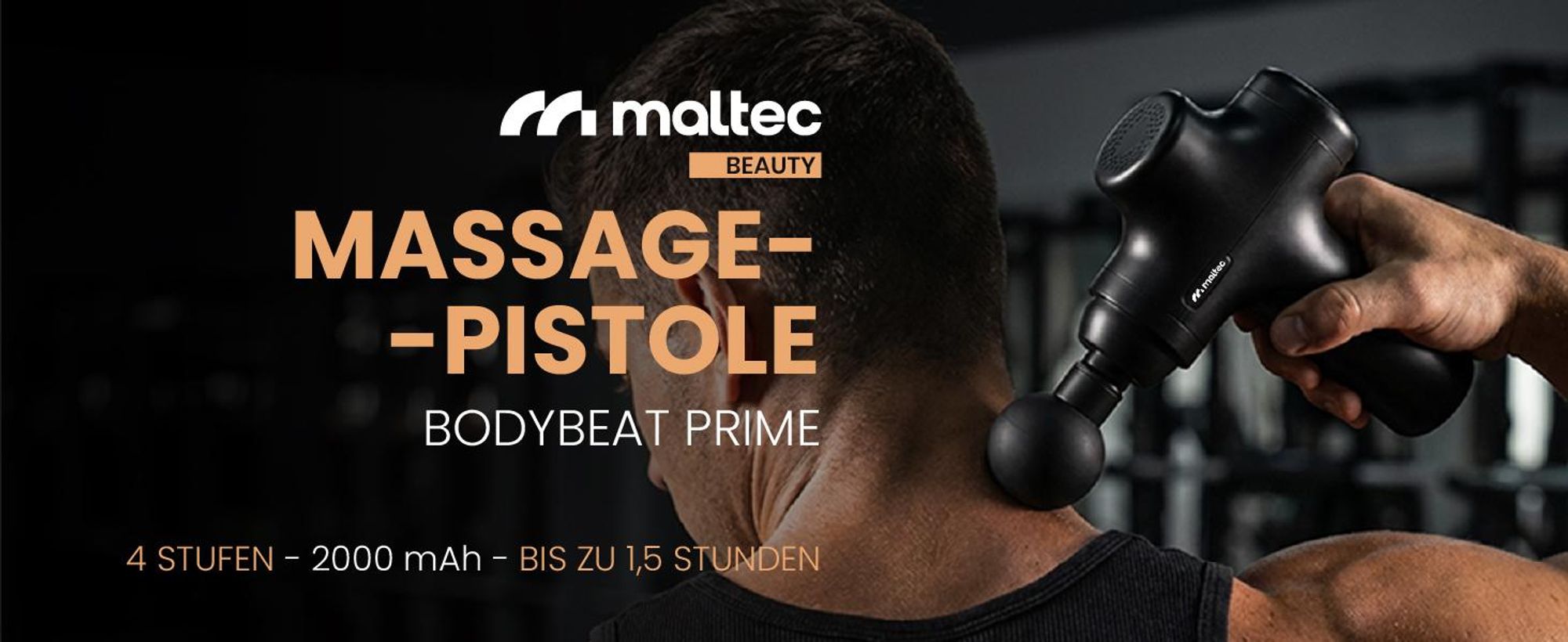 MalTec Massagepistole Gun Massage Massagegerät für Körper Rücken Nacken Schulter 6 Aufsätze 4 Geschwindigkeiten