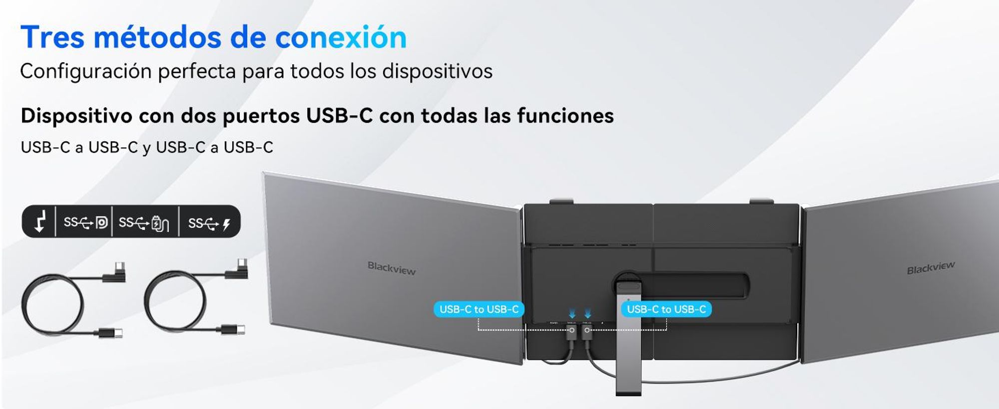 Blackview Pantalla portátil DCM6 de 14", monitor de doble pantalla para portátiles, ultradelgado, resolución FHD, compatible con portátiles de 13,3" a 17,3", giratorio 180°, para Windows/Mac/Android