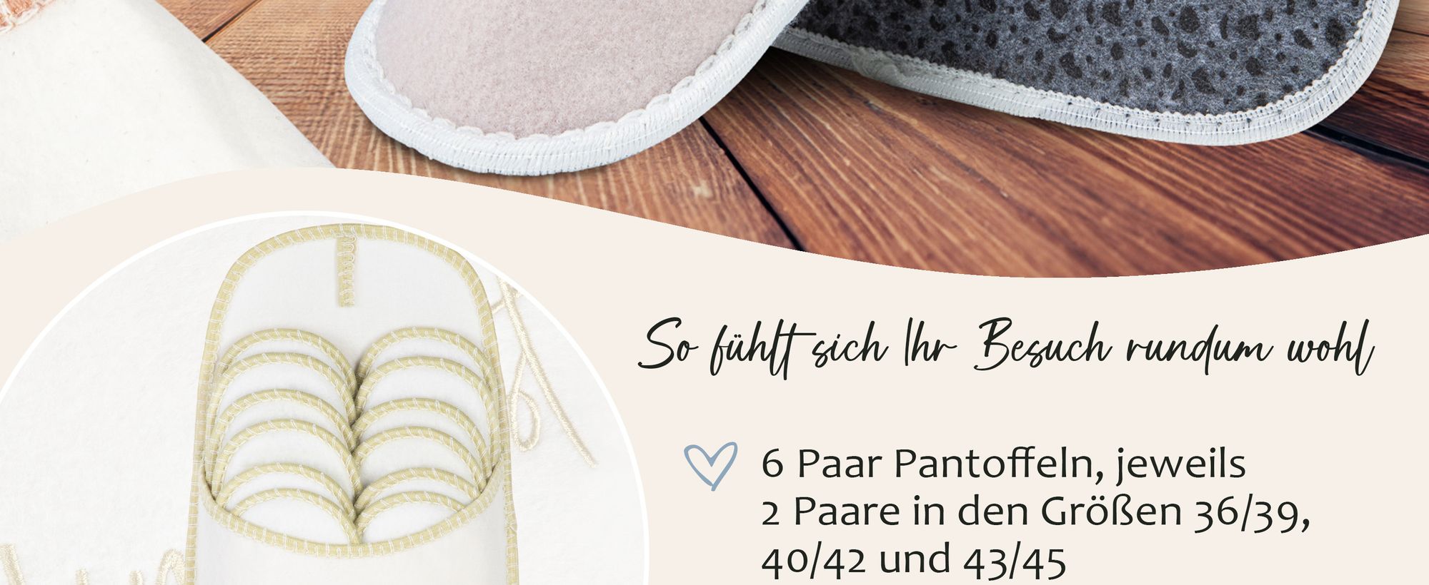 ONVAYA® ABS Gästepantoffel | Lieblingsgast | 6er Set | Antirutsch Sohle | Hausschuhe | Filzpantoffel | Gr. 36-45 Gästehausschuhe