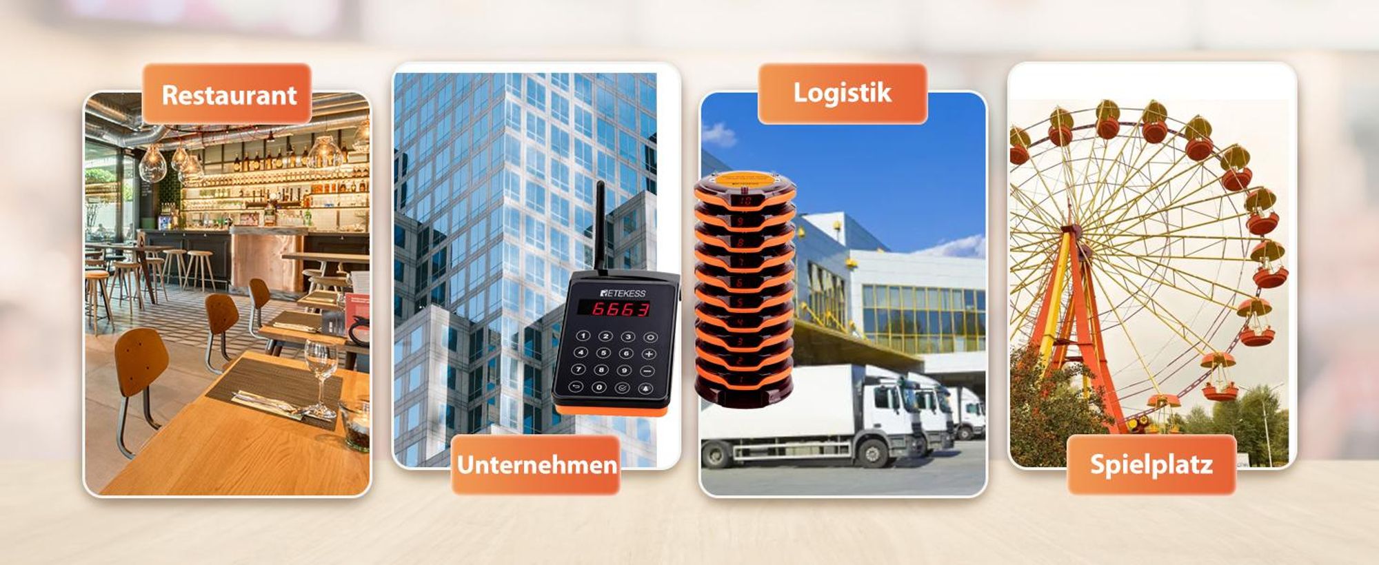 Retekess TD156 Pager Rufsystem, 800M Pager Syetem, IP67 Wasserdicht, 500mAh Akku, Service-Countdown-Zeit, Logistic aufrufsystem, Hotel, Schule