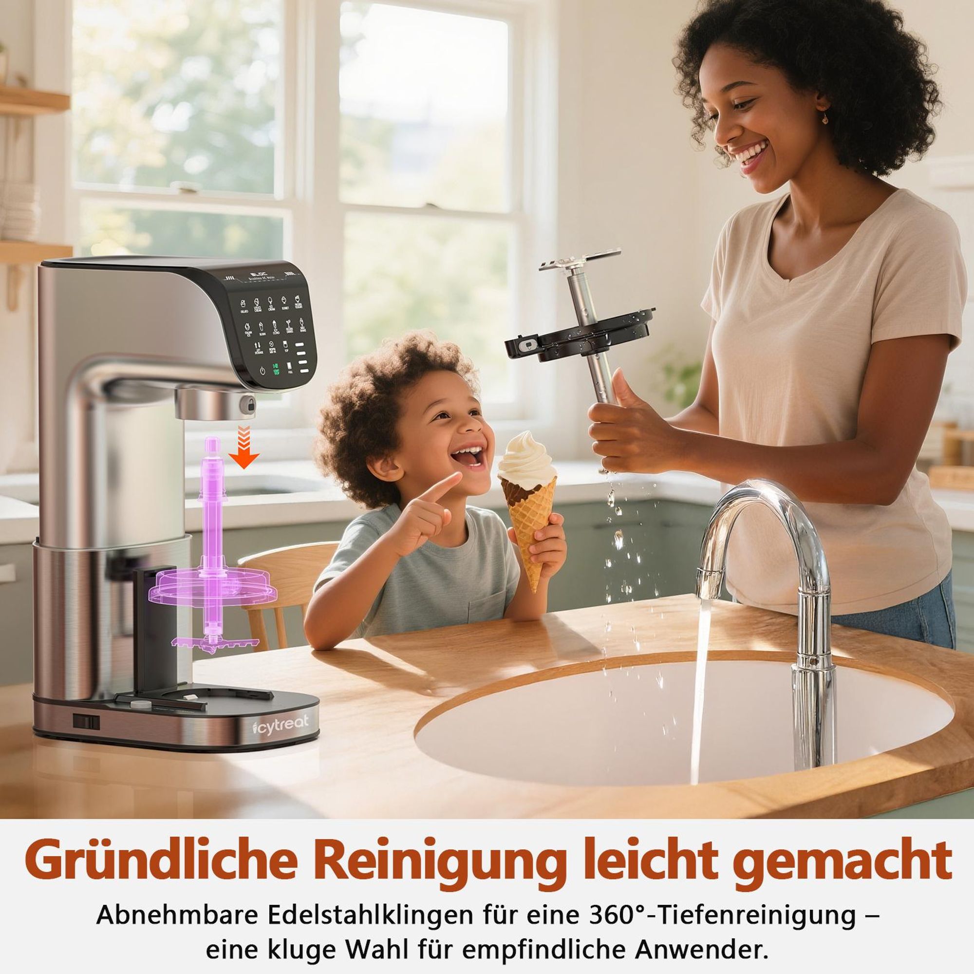 Eismaschine 12-in-1 vollautomatische Edelstahl Hausgemachte Speiseeisbereiter Sorbet, Milchshake, Frozen Yogurt & mehr