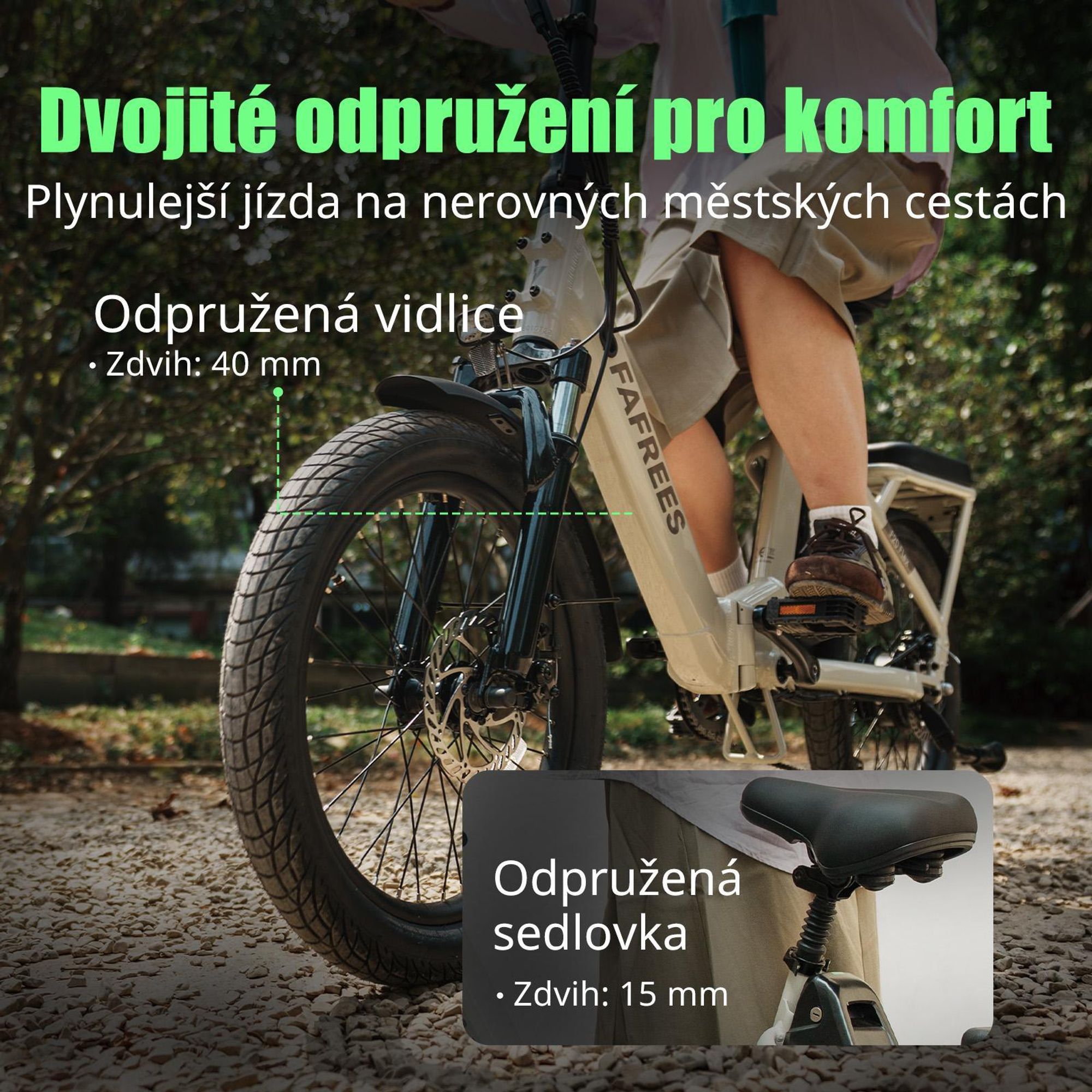 Elektrokolo Fafrees F20 Flex, motor 250 W, baterie 36 V, 20 Ah, dojezd 75-100 km, mechanické kotoučové brzdy – černá barva