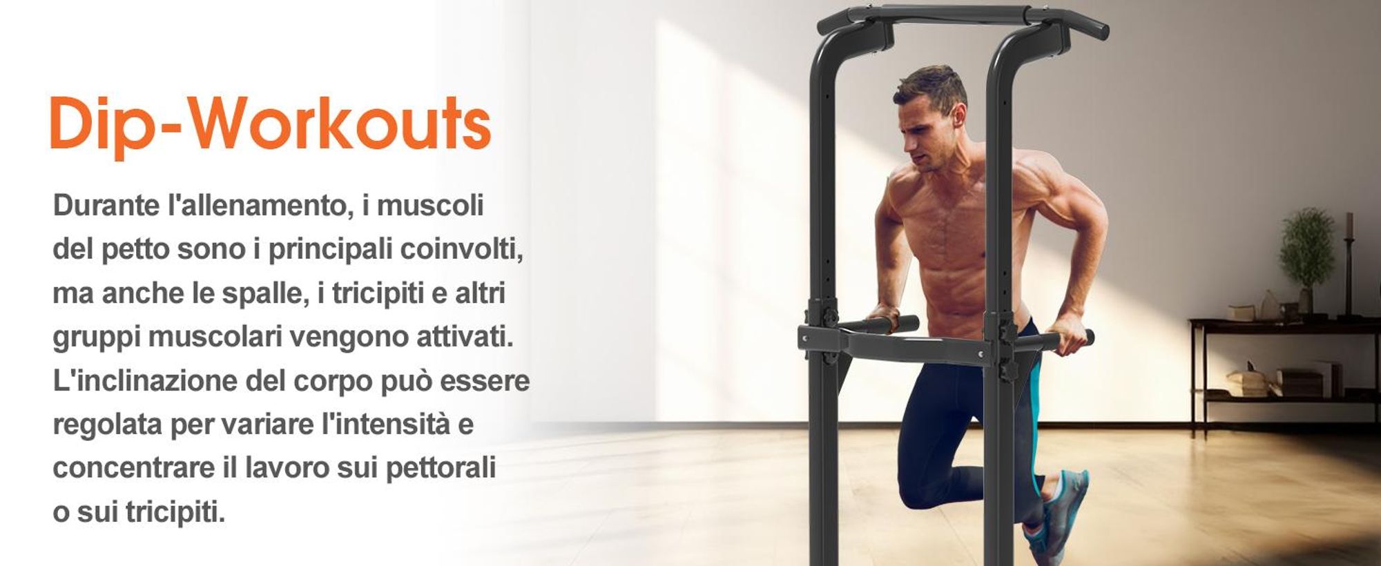 DH FitLife Power Tower - Stazione Fitness Multifunzionale con Barra per Trazioni e Dip Parallele, Power Rack per Home Gym