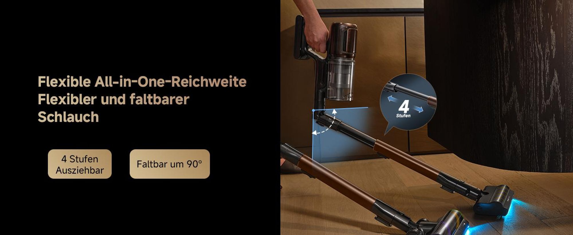 Dreame V30 Akku-Staubsauger, 0-mm-Kantenreinigung, 330 AW Saugleistung, 90 Min., 99,99 % Filterung,TangleCut  Handstaubsauger,140° CelesTect Beleucht