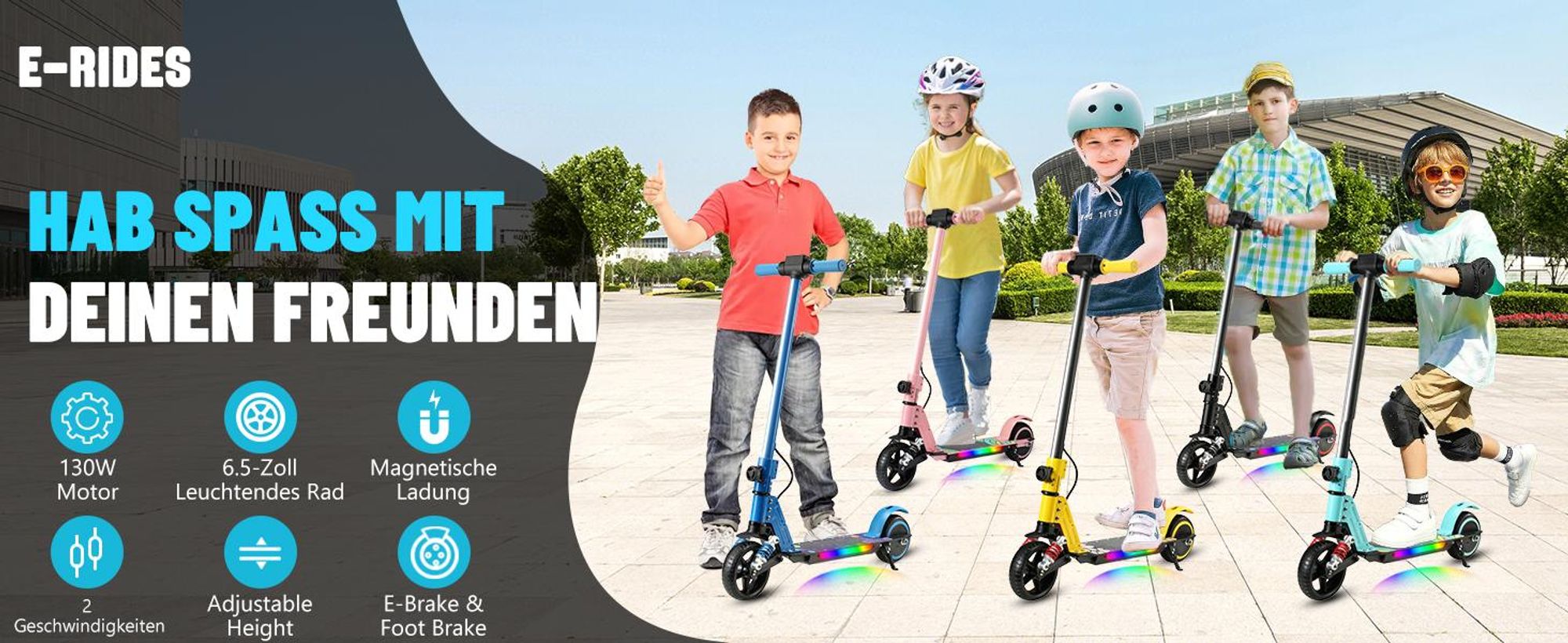 S5 Schwarz Elektroroller Kinder Für 6–12 Jahren