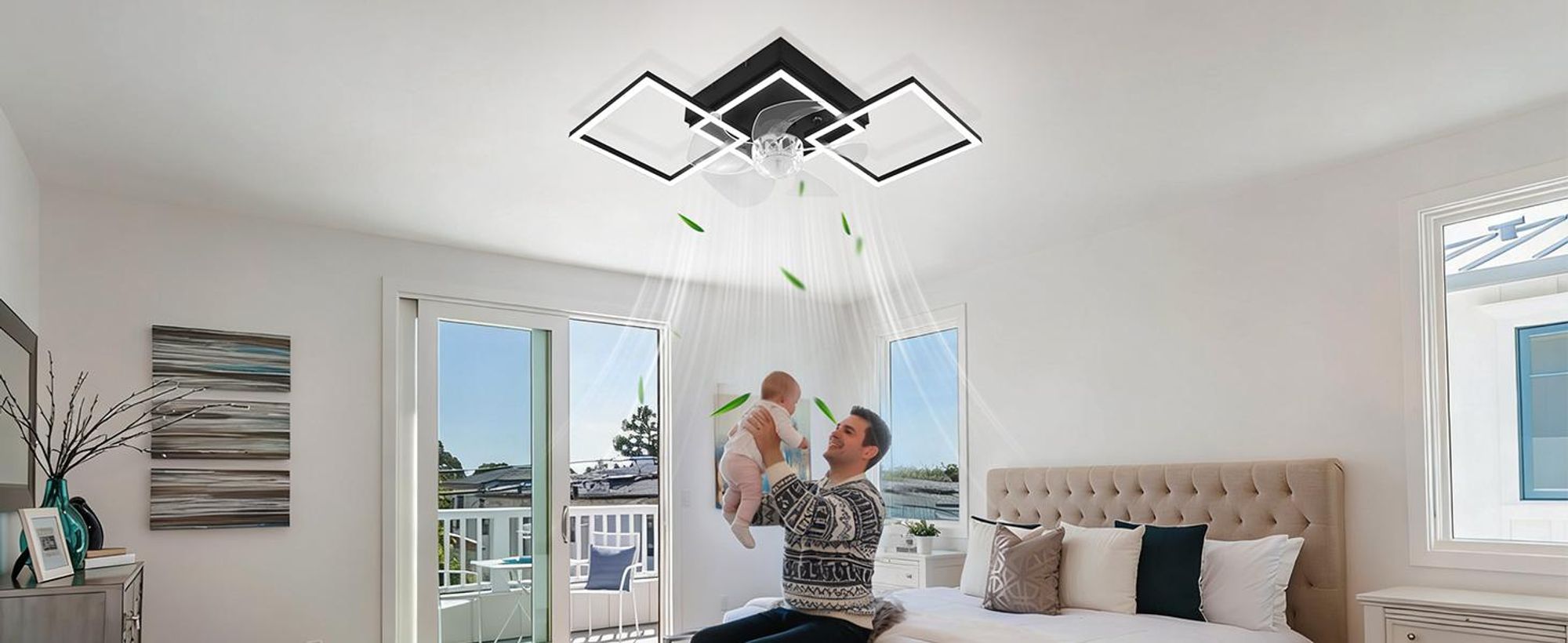 ZMH LED Deckenventilator 68cm mit Beleuchtung 6 Gang Deckenventilatoren Licht Dimmbar Deckenlampe Fernbedienung Timer für Wohnzimmer Esszimmer