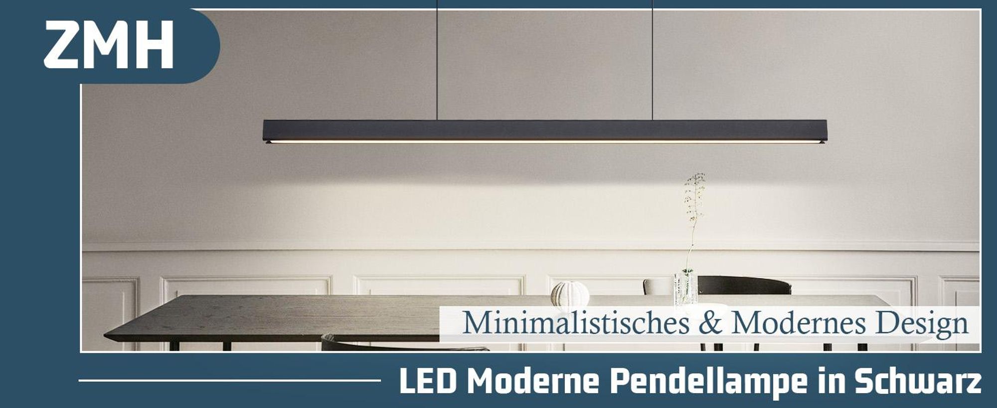 ZMH LED Pendelleuchte Esszimmer Hängelampe Dimmbar Fernbedienung 37W Esstischlampe 108CM Pendelleuchten für Küche Bar Wohnzimmer Schwarz