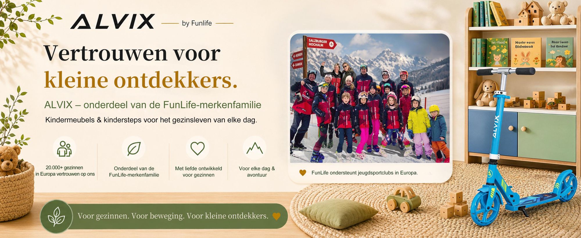 ALVIX Speelgoedkist NESTA 1, kinderbank met opbergruimte, speelgoedopslag, speelgoedkist met zachte sluiting, zitbank voor kinderkamers, 83x40x48 cm