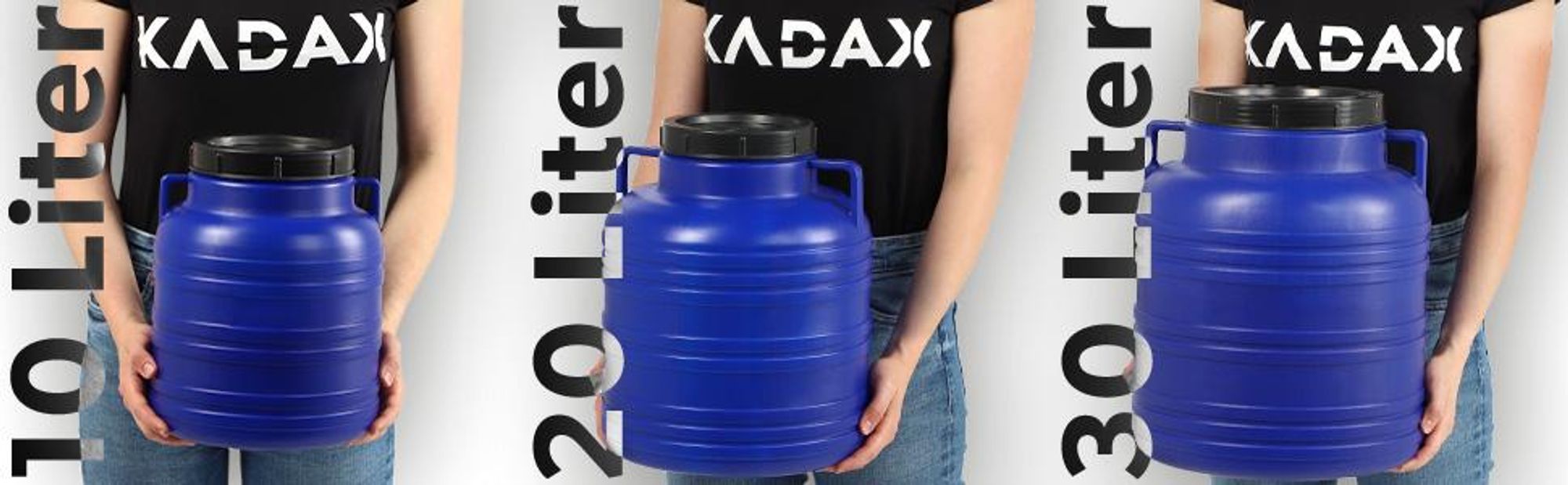 KADAX Regenwassertonne "Odda", Plastikfass, Weithalsfass, Blau, 10L