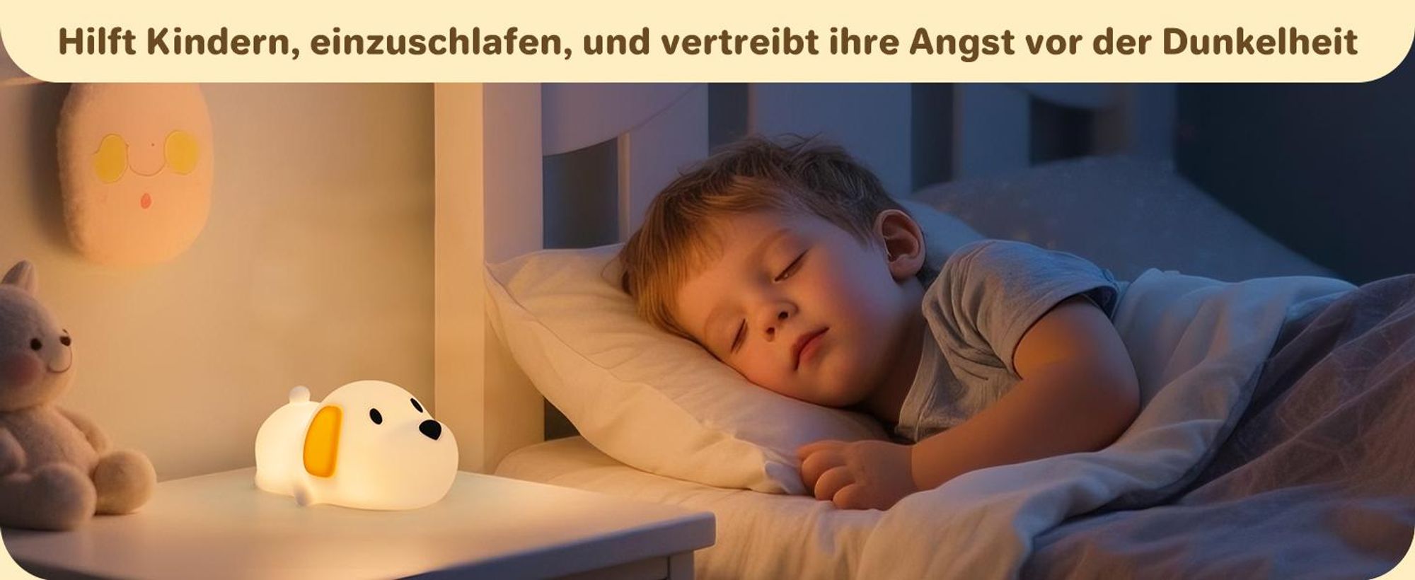 LED Nachtlicht Silikon Hund Touch Nachtlampe USB-Aufladung mit Timer,RGB,Schlaflicht Kinderzimmer tragbare Schlafhilfe Stilllicht