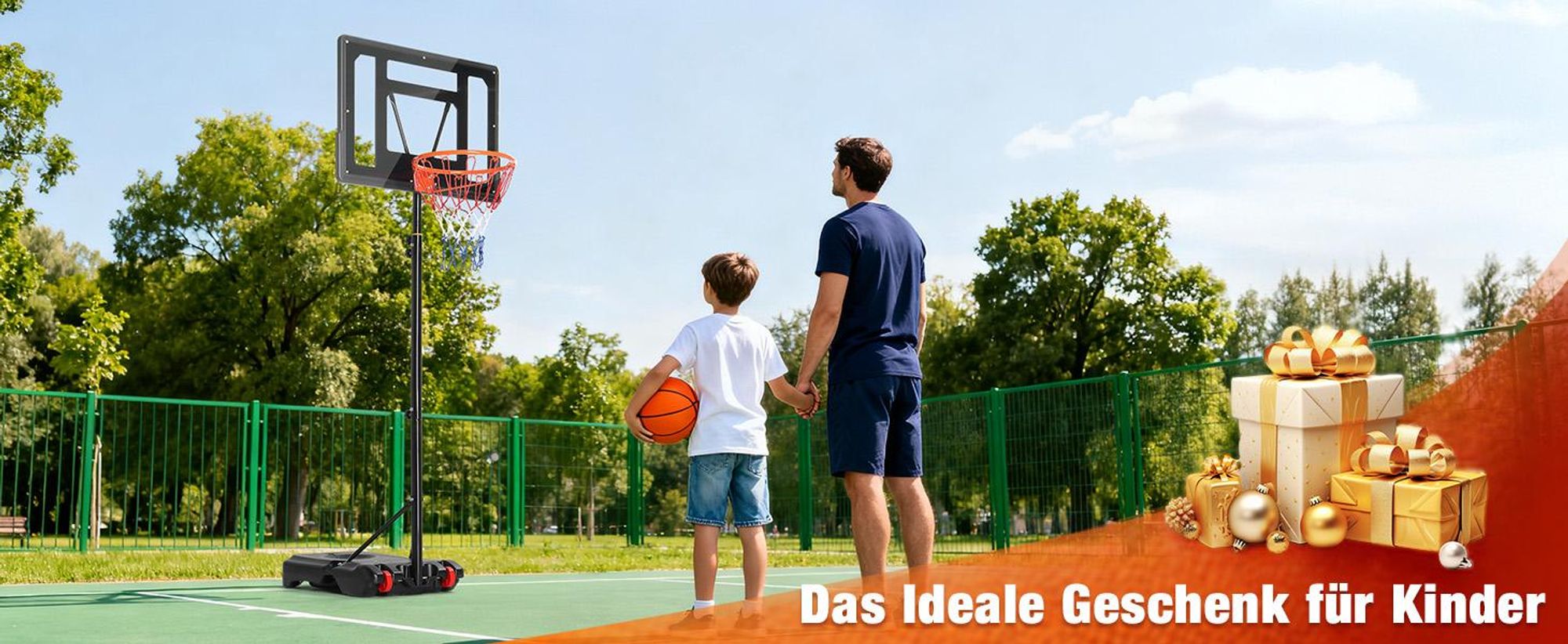 FCH Basketballständer 155-210cm höhenverstellbar，Basketballkorb mit Ständer，Tragbare Basketballanlage，für Kinder ，für Innen- und Außenbereich