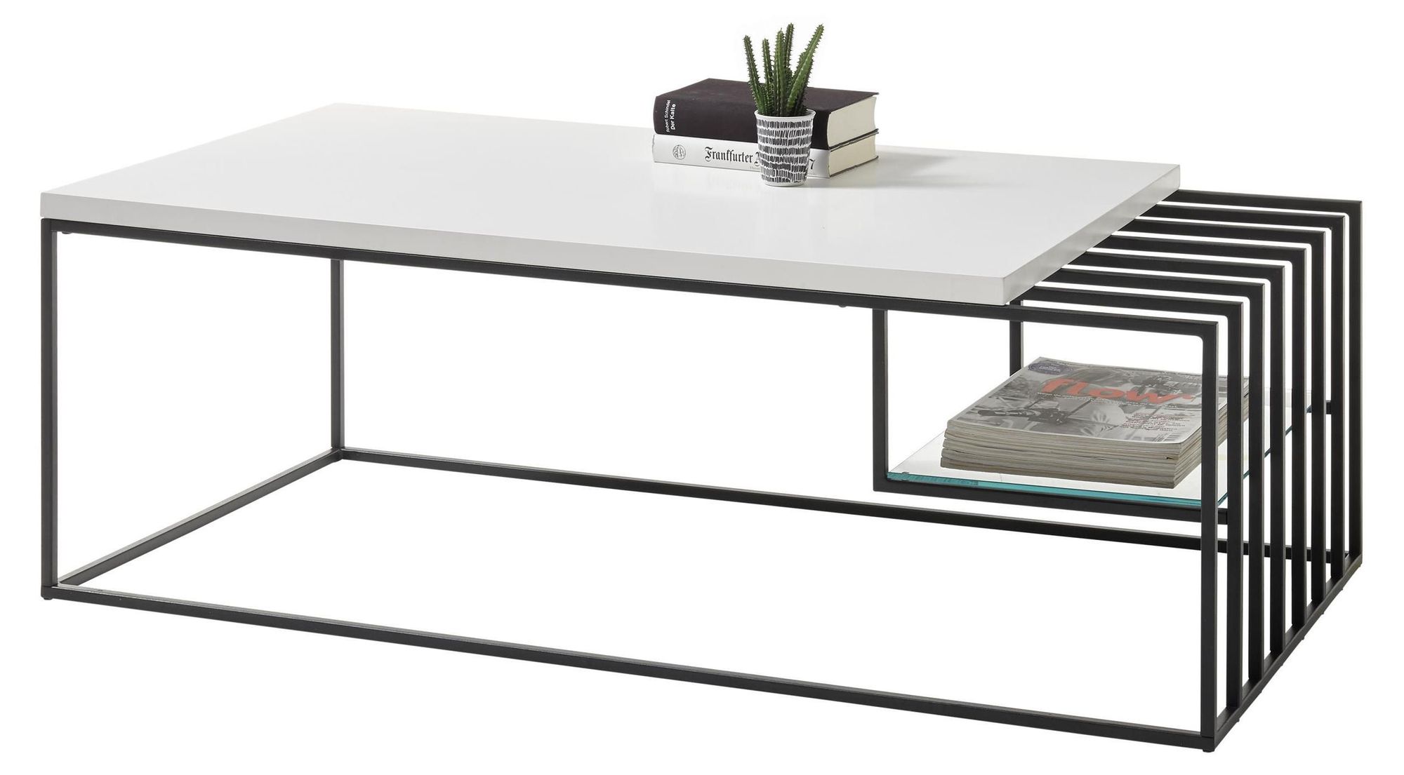 Jurien Bay I – Couchtisch mit offenem Fach und modernem Metallgestell