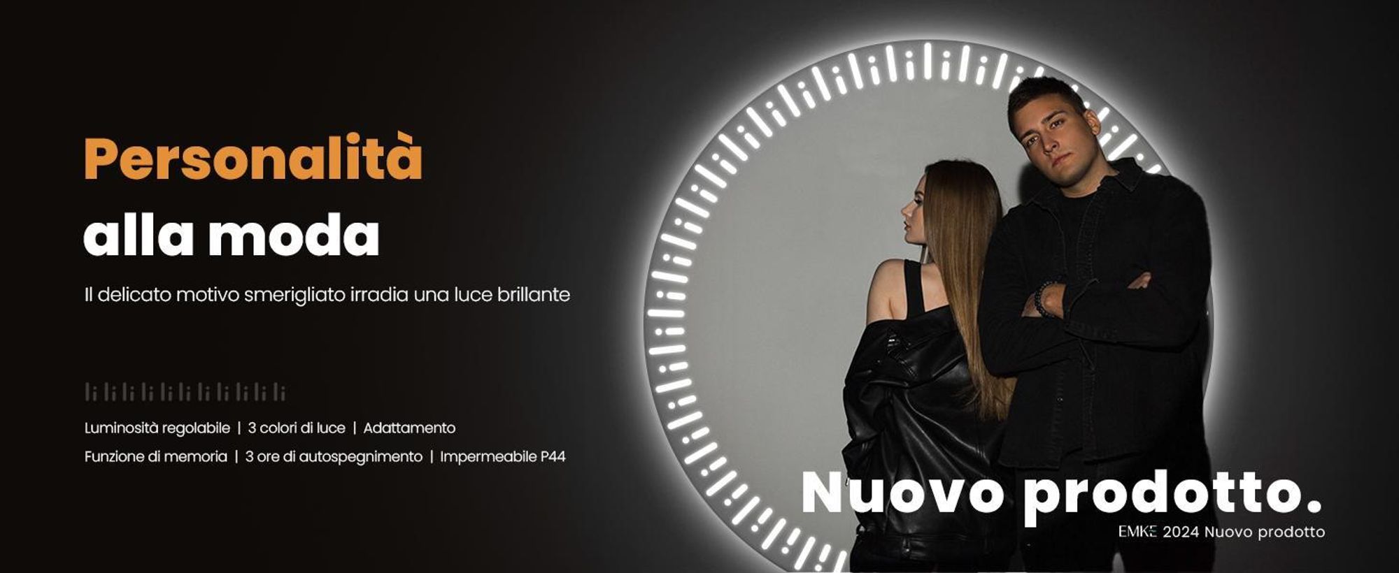 EMKE specchio da bagno con illuminazione Specchio LED 50 cm con antiappannamento, dimmerabile 3 colori di luce specchio da bagno rotondo specchio da parete con interruttore a sfioramento