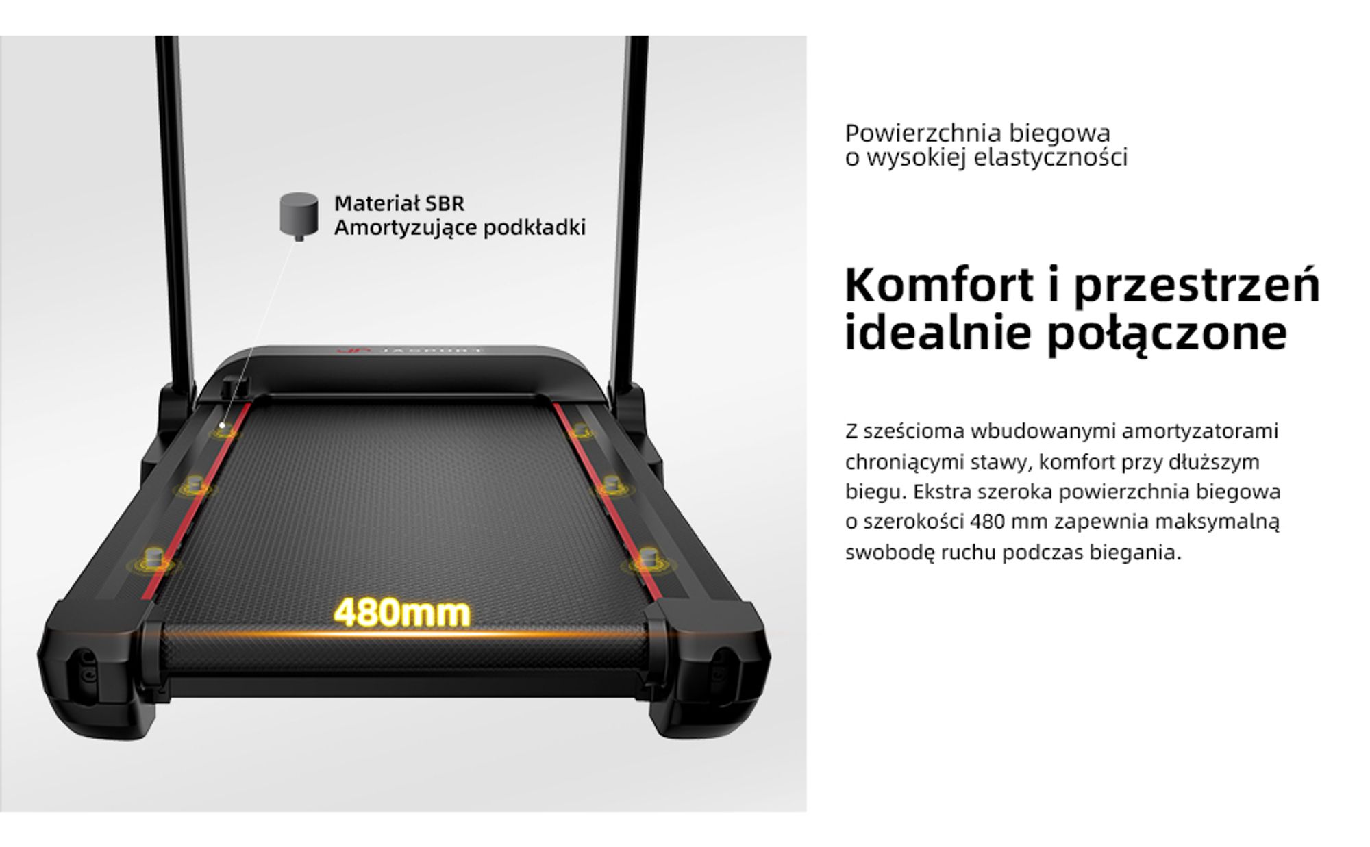JASPORT L3 bieżnia elektryczna do domu, składana, do 20 km/h, nachylenie elektryczne 18%, silnik DC 4,0 HP, 60 programów, Bluetooth, do 120 kg