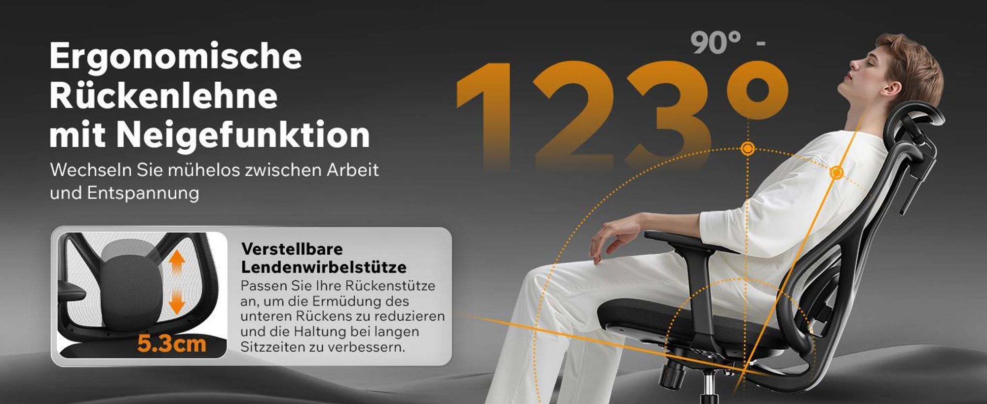 SENSE7 Moyo Ergonomischer Bürostuhl Schreibtischstuhl Schwarz 3D-Armlehnen Netzrücken Lendenwirbelstütze Chefsessel Homeoffice PC Stuhl 150 kg