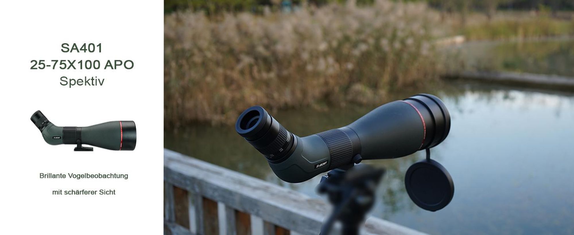 Svbony SA401 APO Spektiv 25-75x100mm, Doppel-ED-Glas, Präziser Fokus, Wasserdichtes Abgewinkeltes Spektrive für die Vogelbeobachtung
