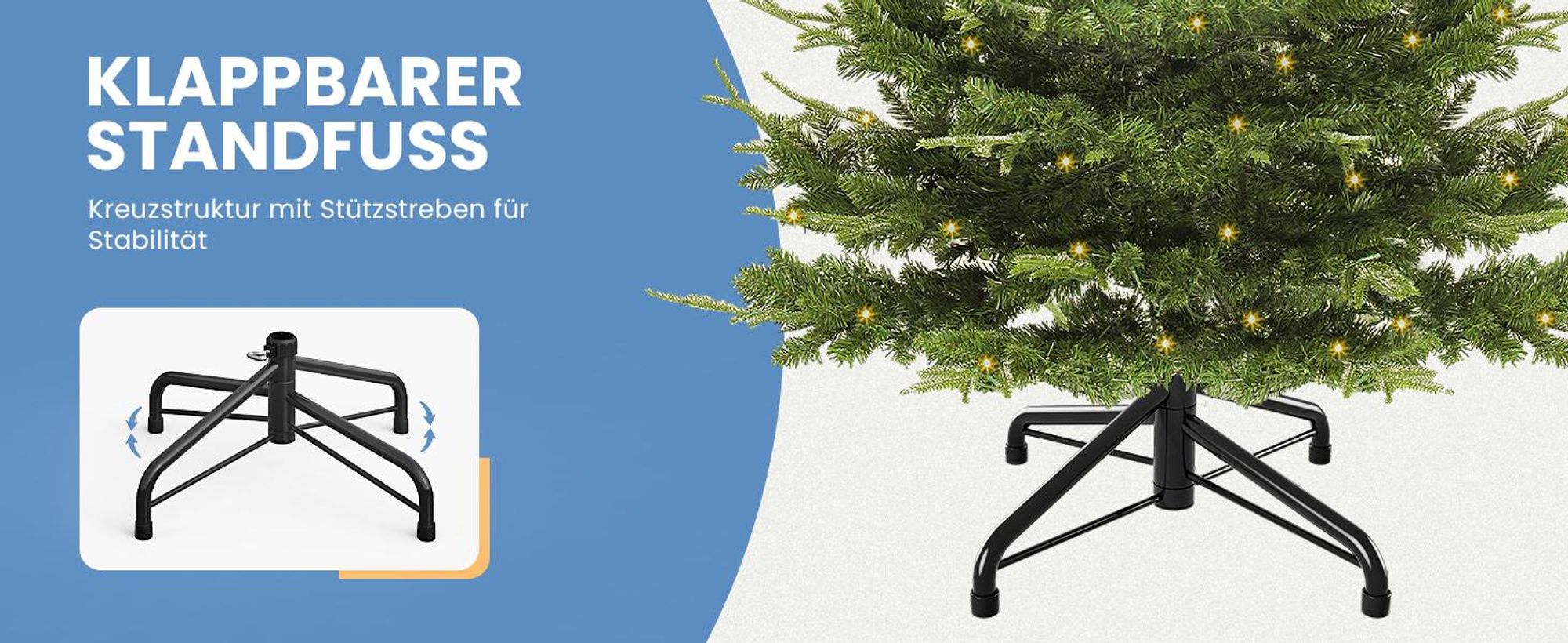200cm Künstlicher Weihnachtsbaum, mit Schnee & 500 LED Beleuchtung, Vorgeschmückt Kristall-Dekoration, ca. 900 Spitzen, Tannenbaum mit Metallständer