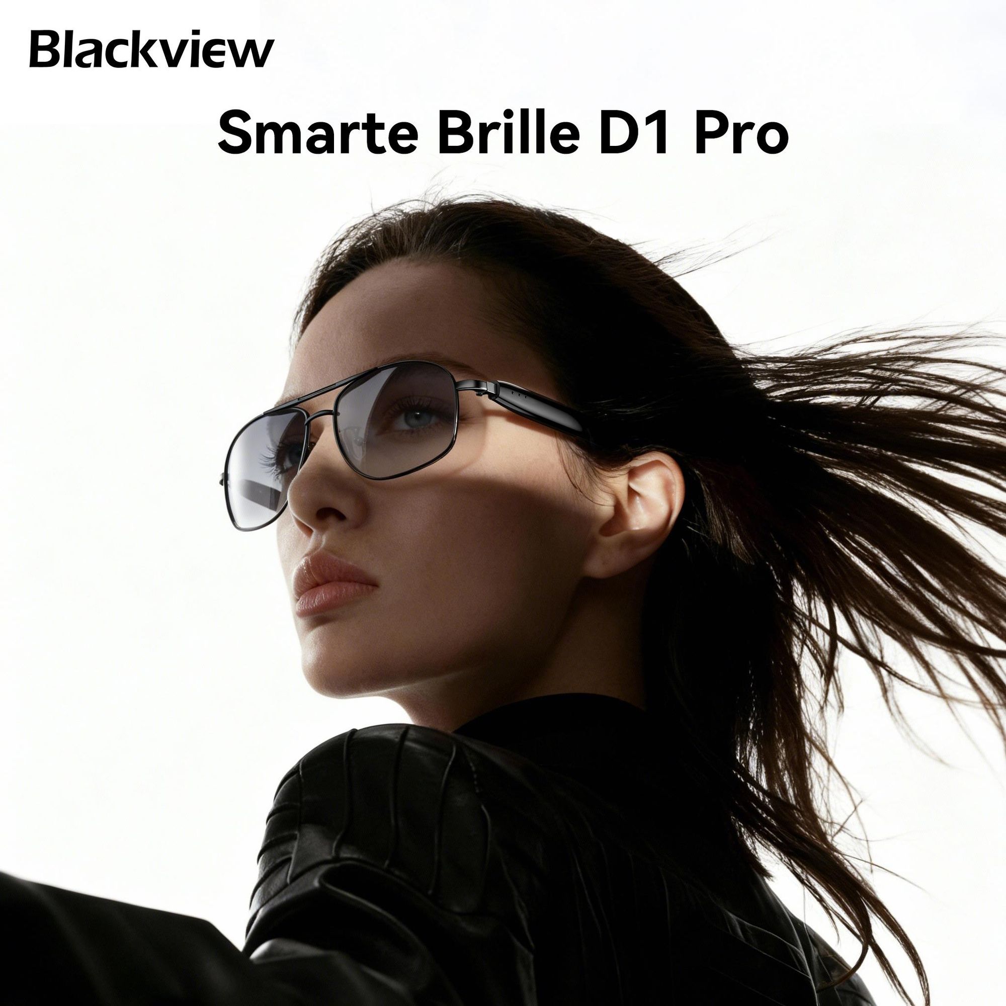 Blackview D1 Pro Smartbrille Bluetooth 6.0, 360° Raumklang, KI-Sprachsteuerung, IP54 Wasserfest, 6 Std. Musik, Leichte Metallbrille mit UV-Schutz